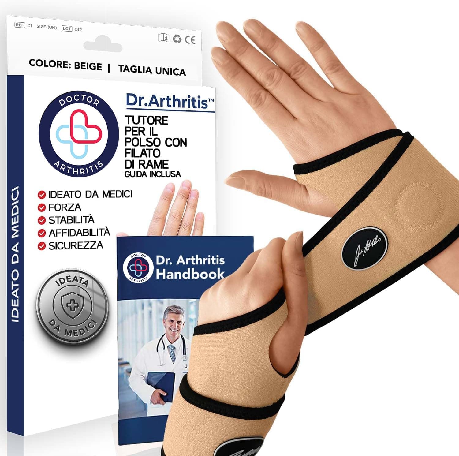 Polsini Palestra e Sollevamento Pesi con Cinghie Regolabili (1 Paio, Beige) – Polsiere Palestra a Compressione per Proteggere i Polsi da Tendinite e Altre Lesioni – Tutore Polso Traspirante
