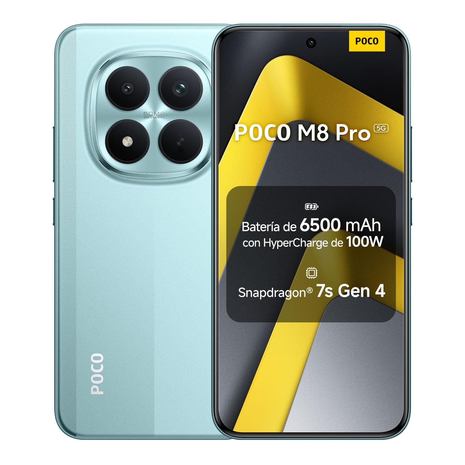 XIAOMI POCO M8 Pro 5G - Smartphone de 12+512GB, Pantalla de 6,83" 1.5K AMOLED, Snapdragon 7s Gen 4, cámara de 50MP, Hypercharge 100W, Cargador no Incluido, Verde (Versión ES)