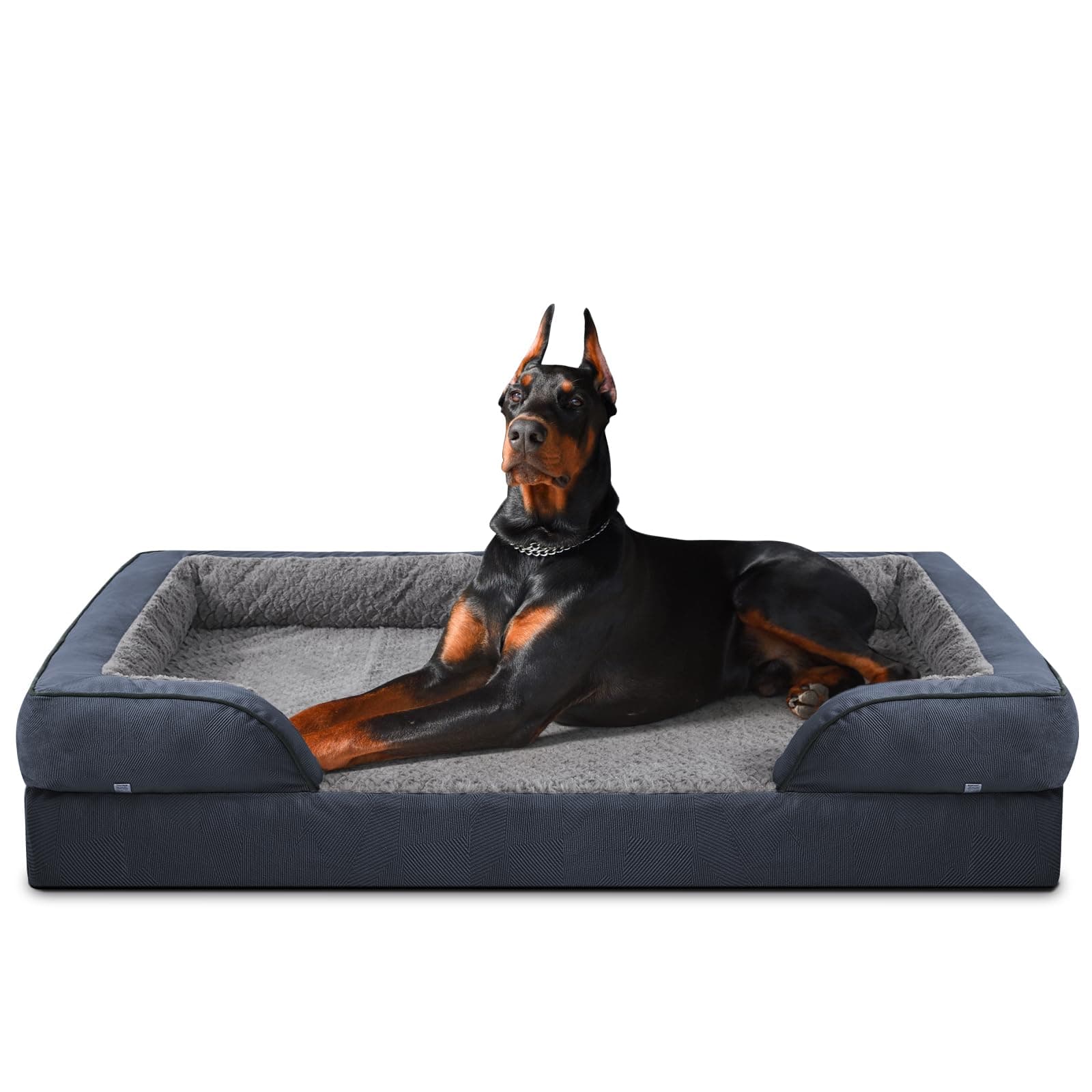 JOEJOY Panier Chien Grande Taille XXL Orthopedique, Memoire de Forme Lit pour Chien Dehoussable Lavable, Coussin avec Structure en Nid d'abeille et Doublure Imperméable, Gris Foncé