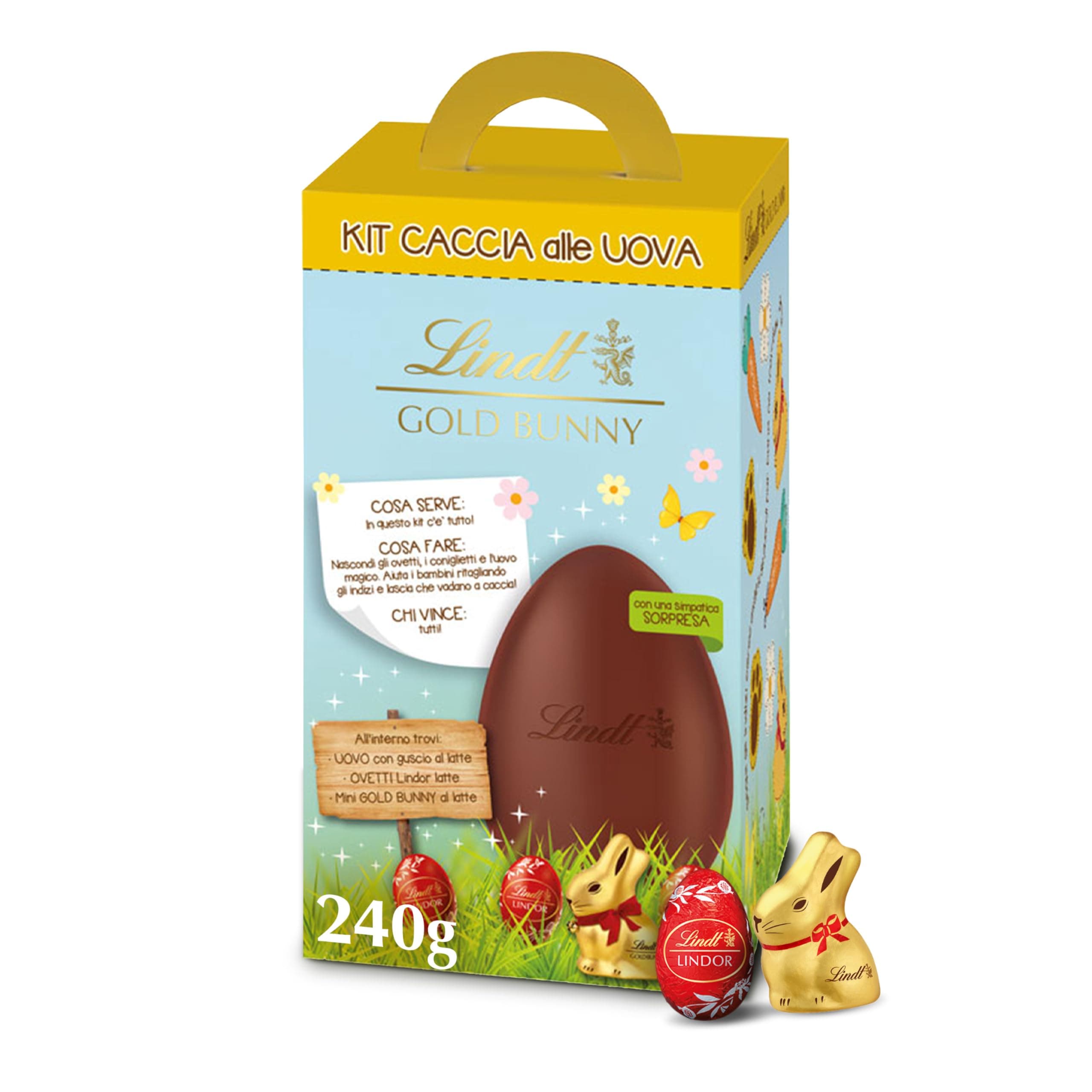 Lindt Gold Bunny Kit caccia alle Uova, Per Bambini, Formato 240g