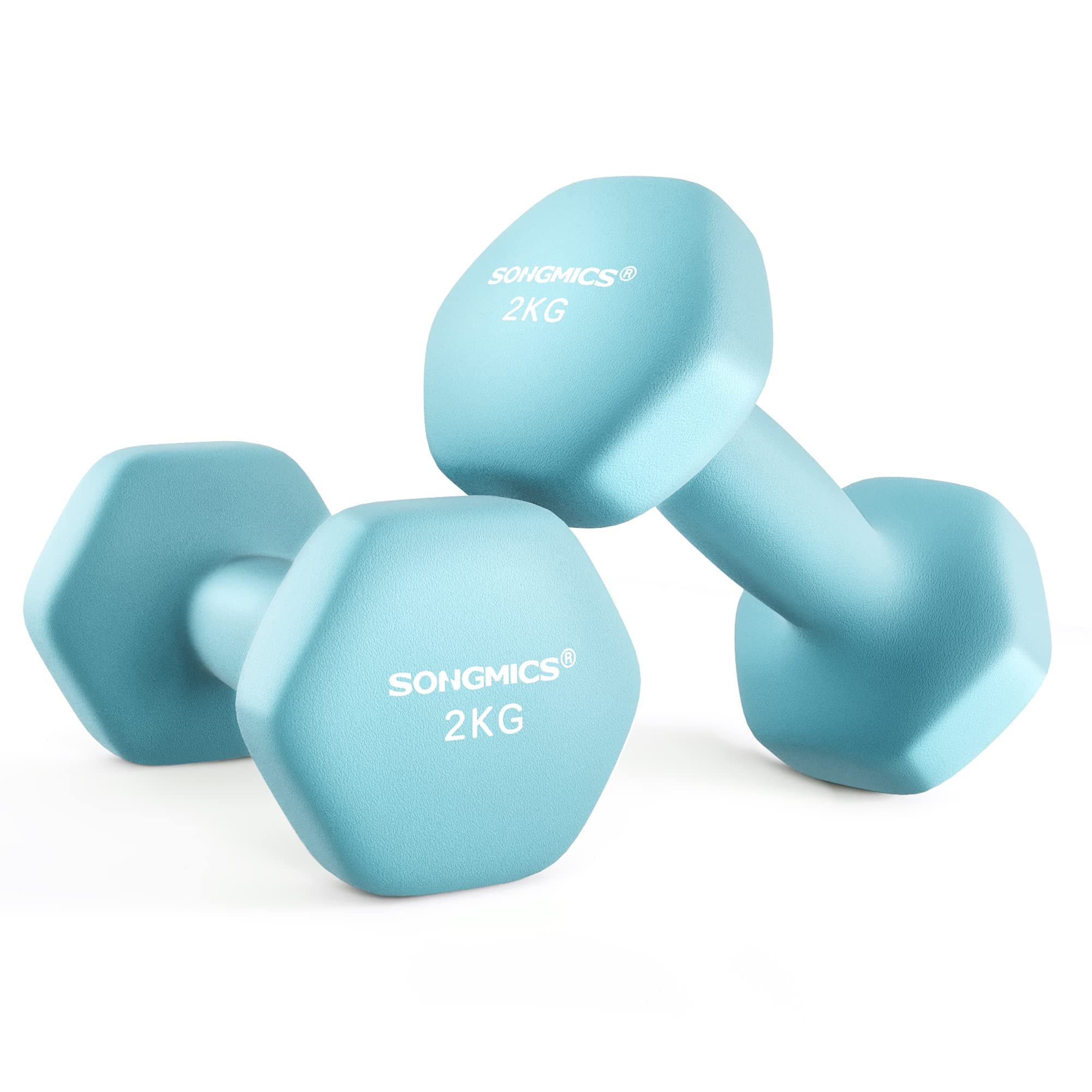 SONGMICS 2 Stück Hexagon Hanteln mit Neoprenbeschichtung für Krafttraining, Fitness, Zuhause