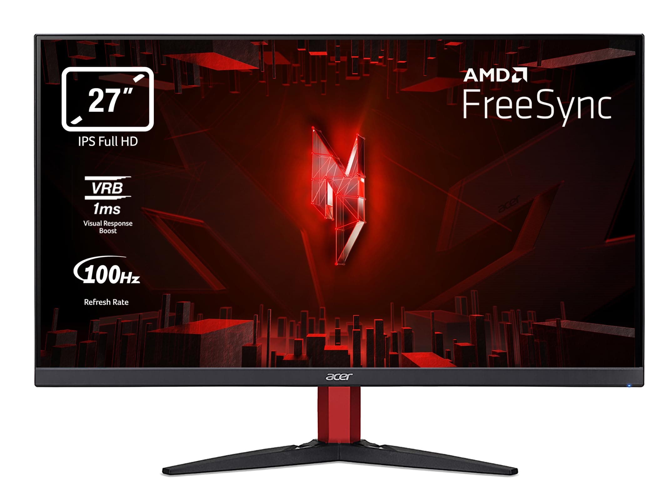 Acer Nitro KG272U G, Monitor Gaming 27" QHD IPS (2560 x 1440, 16:9, 120Hz, Tiempo de Respuesta 1 m/s (VRB), 2xHDMI 2.0/1xDP 1.2), Monitor PC, Color Negro