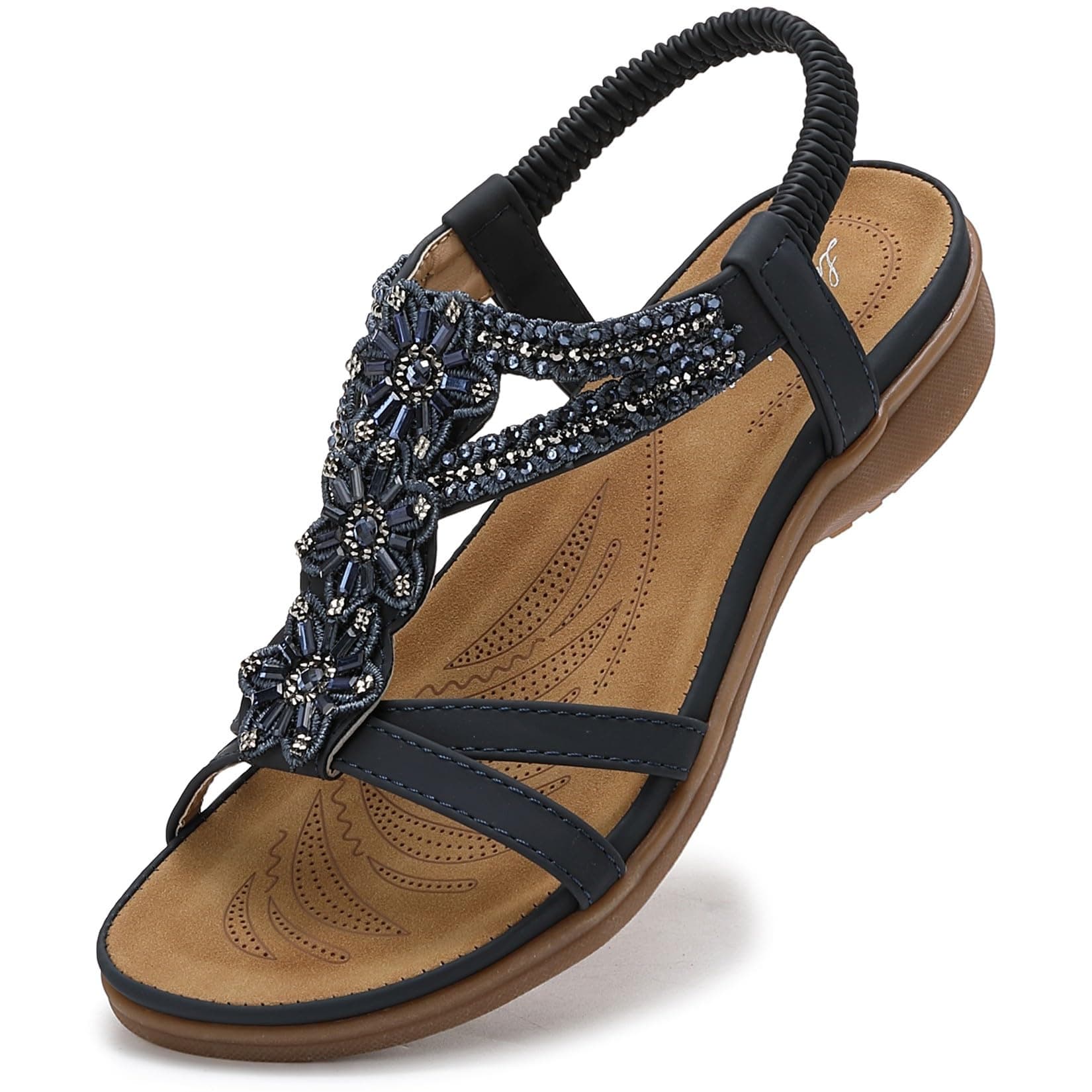 Littleplum Damen Sandalen Sommer Flach Sandalette Bohemia Strand Sandalen