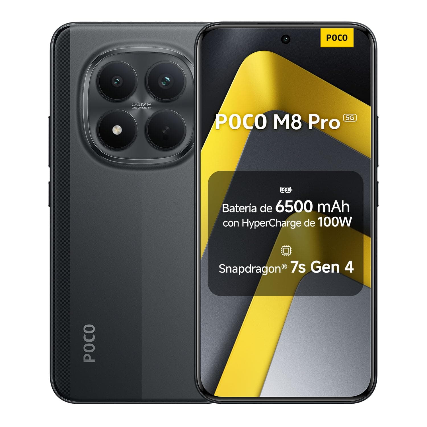 XIAOMI POCO M8 Pro 5G - Smartphone de 12+512GB, Pantalla de 6,83" 1.5K AMOLED, Snapdragon 7s Gen 4, cámara de 50MP, Hypercharge 100W, Cargador no Incluido, Negro (Versión ES)