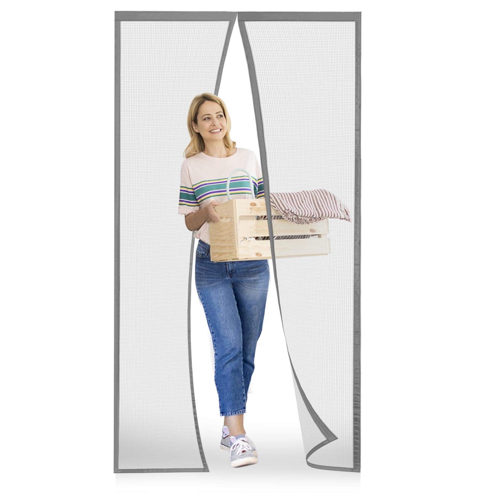 Meet Beauty Zanzariera Magnetica 120 x 165 cm per Porte, Upgrade Zanzariera Porta Finestra, Grigio Argento