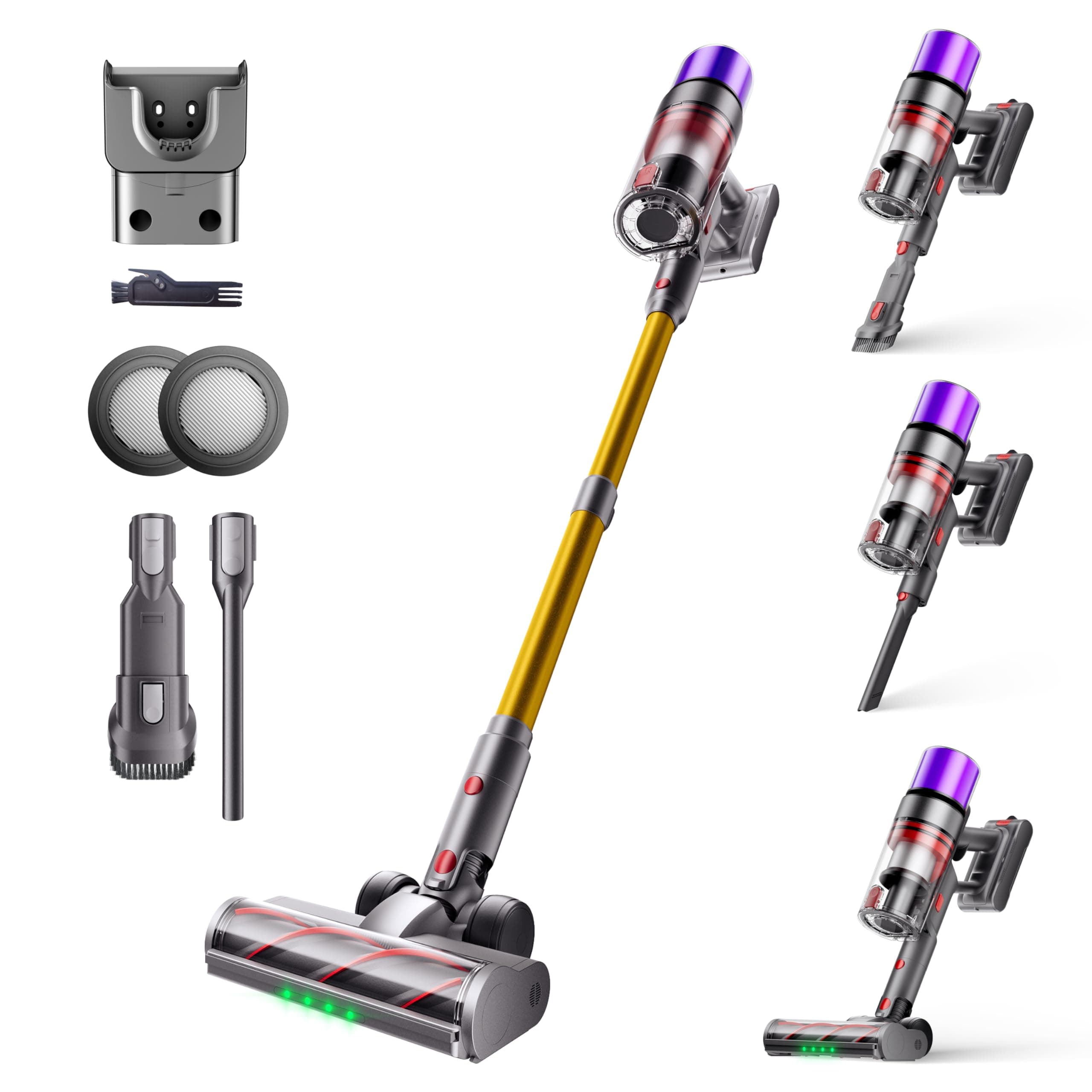 ISWEEPR X7 Aspirateur Balai sans Fil 55Kpa/600W/80Min, Aspirateur sans Fil Puissant avec Écran Intelligent, Brosse Anti-Emmêlement, Recharge Murale, pour Tapis, Poils Animaux, Sols Durs et Voiture