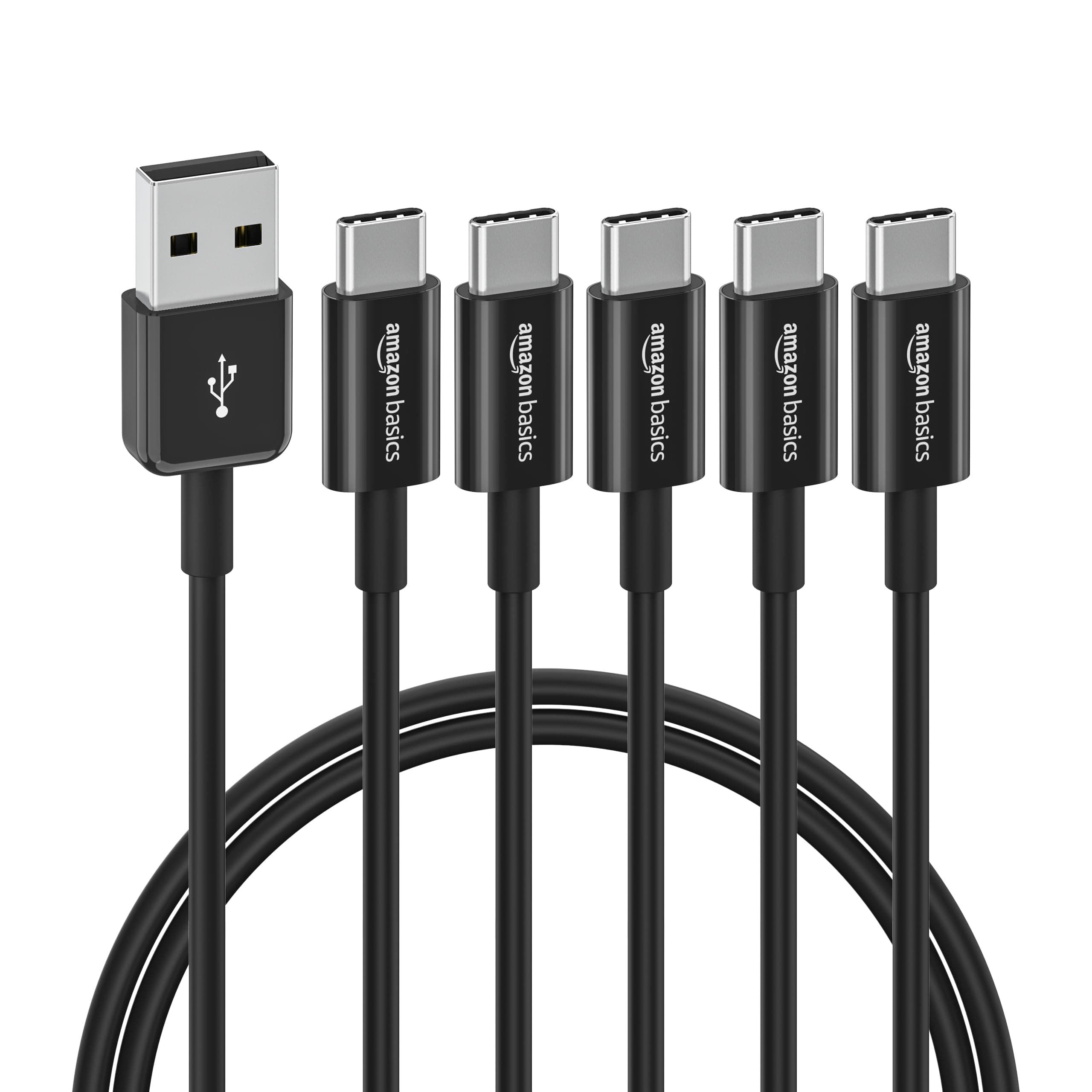 Amazon Basics Cavo di ricarica rapida da USB-C a USB-A 2.0, velocità 480 Mbps, certificato USB-IF, per Apple iPhone 16/15, iPad, Samsung Galaxy, tablet, laptop, 0.9 m, nero