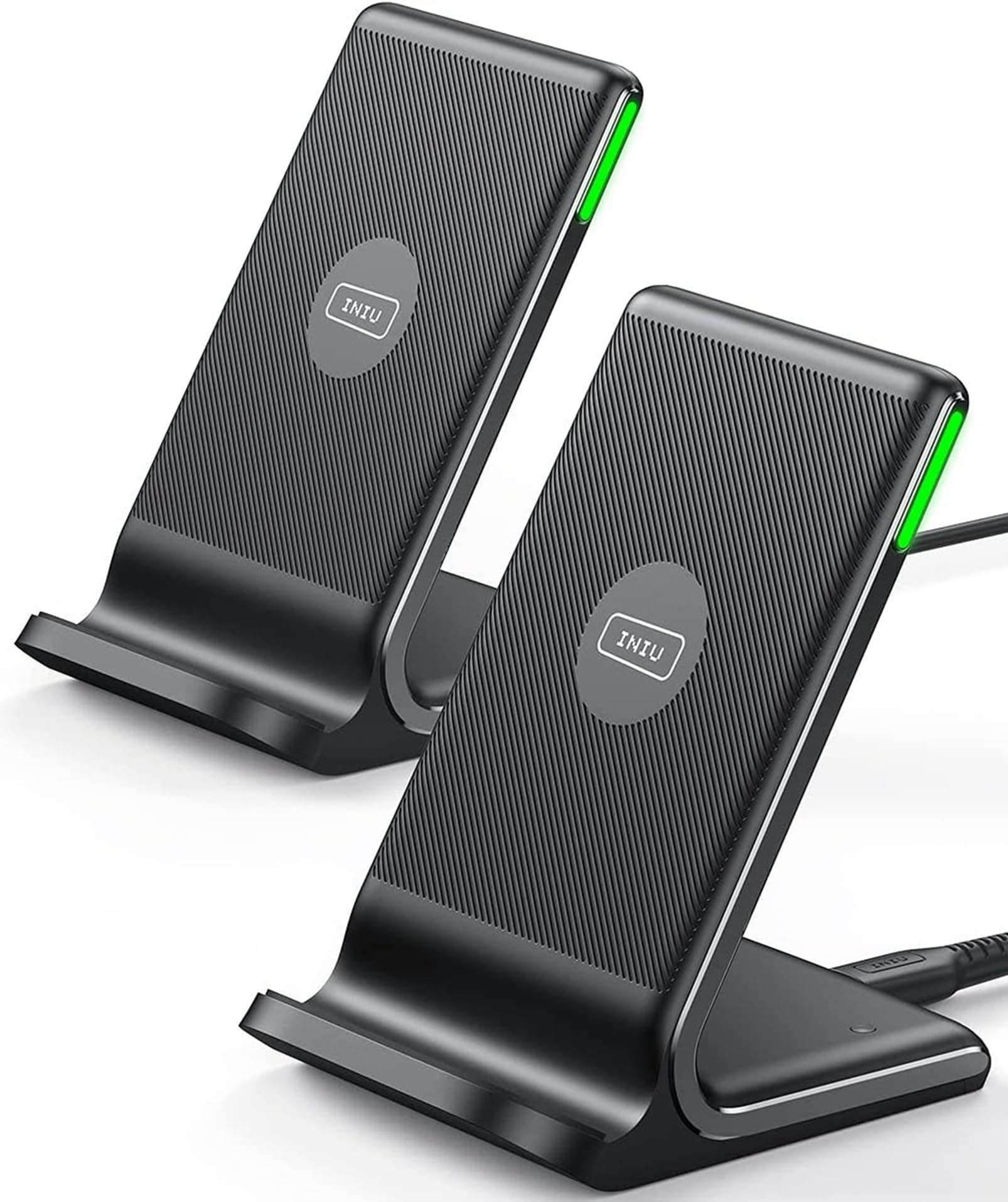 INIU Cargador Inalámbrico Rápido [2Pack], 15W Wireless Charger Indicador Adaptativo Inteligente Estación Stand para iPhone 17 16 15 14 13 12 Pro MAX Samsung Galaxy Google Xiaomi etc