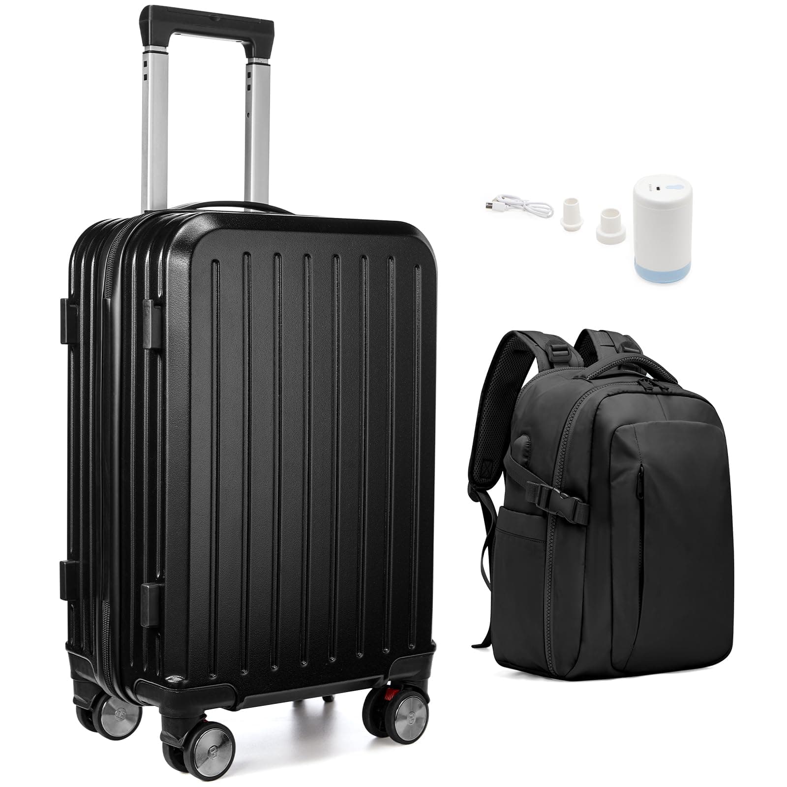 SZLX Zaino Ryanair 40x30x20 Sottovuoto Zaino da Viaggio 40x30x20 Wizzair Bagaglio a Mano 40x20x25 Borse da Cabina per Easyjet 45x36x20 Donna con USB Adatto a PC da 14 Pollici, Valigia Nero