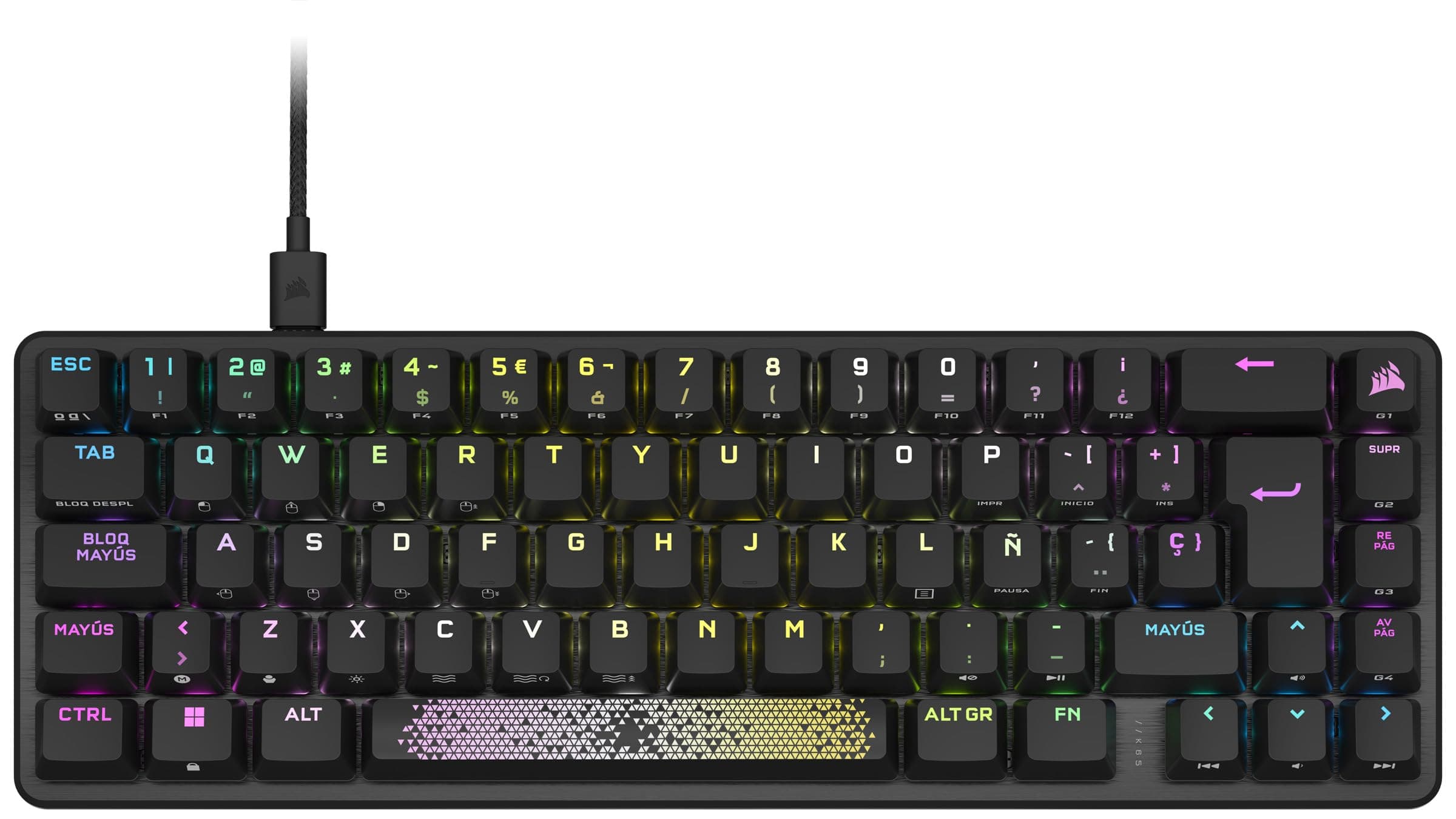 Corsair K65 Pro Mini RGB 65% Optical-Mechanical Wired Gaming Keyboard - Interruptores OPX - Teclados PBT Double-Shot - Compatible con iCUE - QWERTY ES - Negro