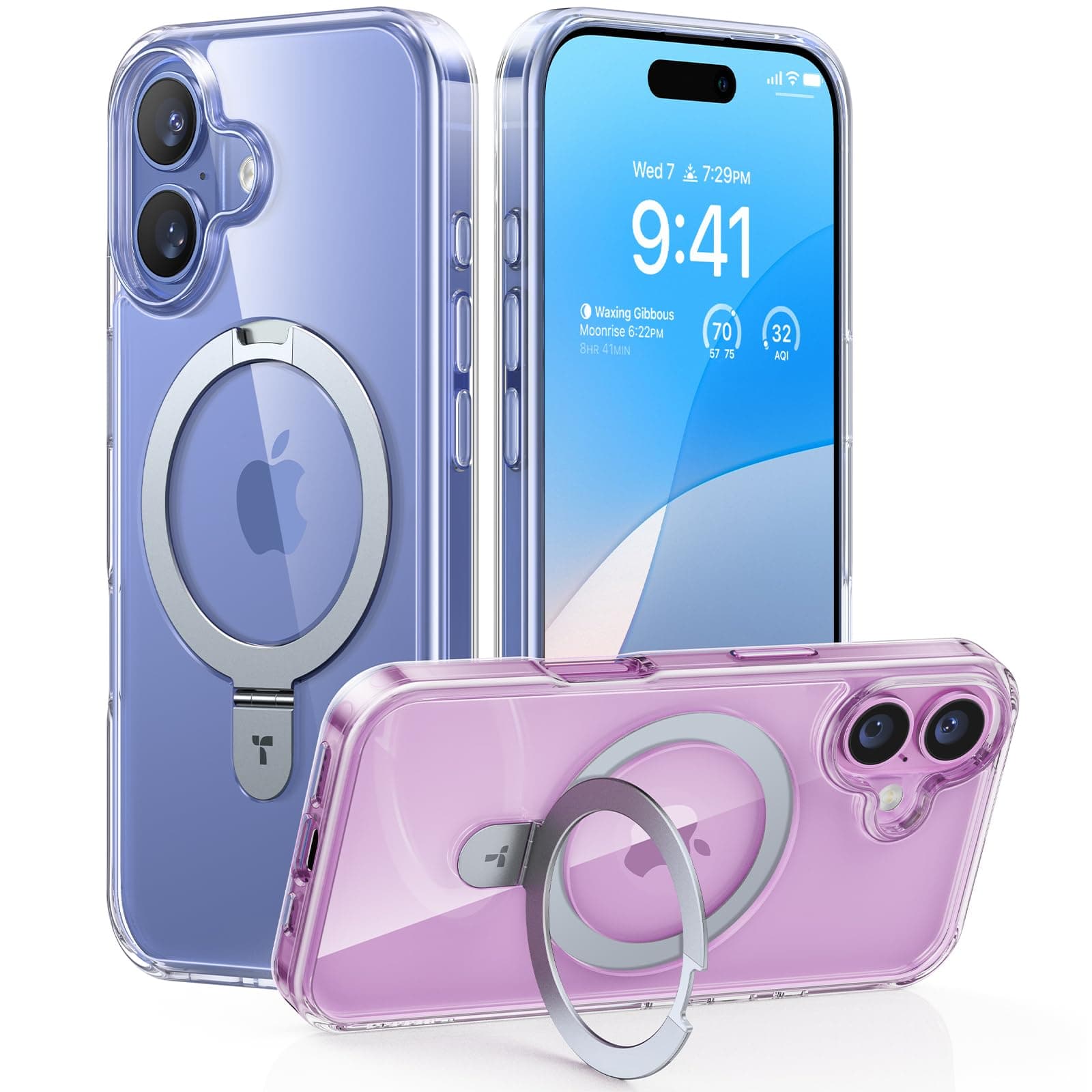 TORRAS Ostand Q1 Weltneuheit für iPhone 16 Hülle für MagSafe (Unsichtbarer Ständer, Nr.1 Magnetkraft,Umfassender Militärischer Schutz) Handyhülle iPhone 16 Case All-in-One Transparent