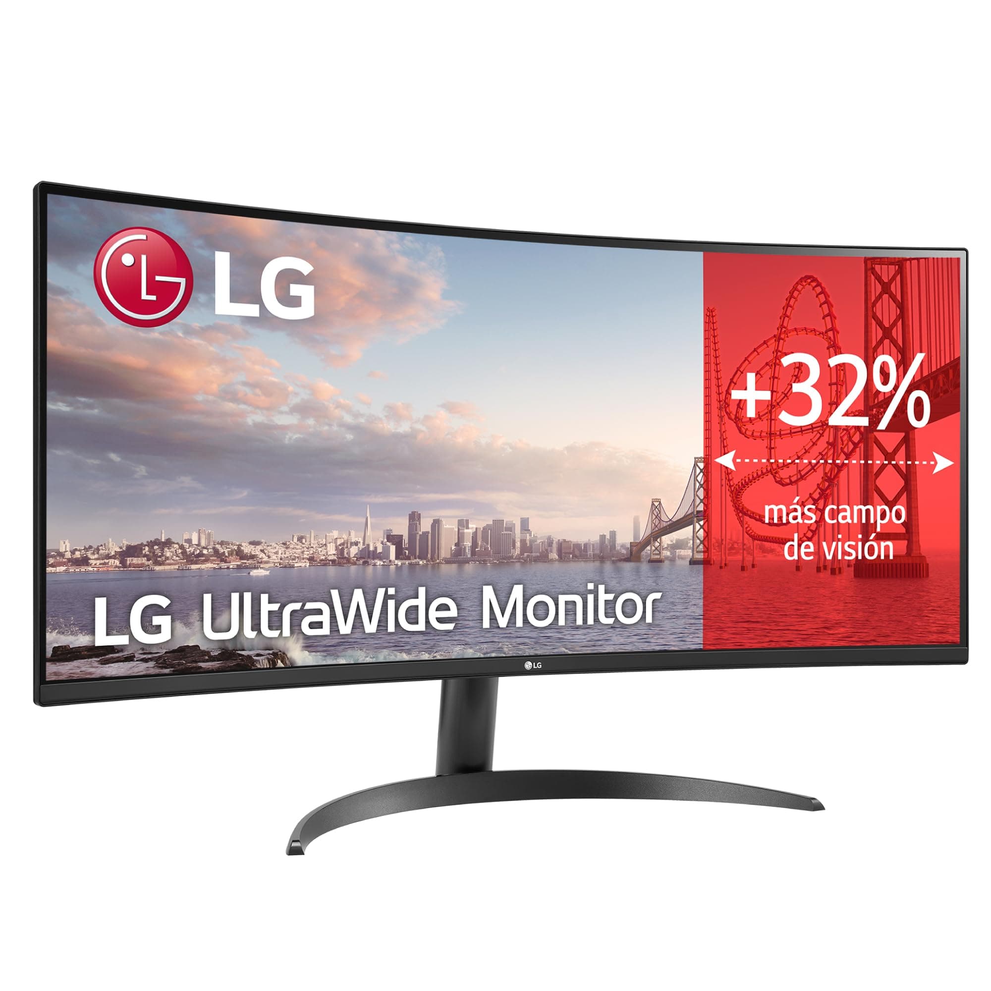LG 34WR50QK-B - Monitor UltraWide Curvo, 34", QHD: (3440x1440px), 21:9, ADM FreeSync Premium, Multiposición, Negro