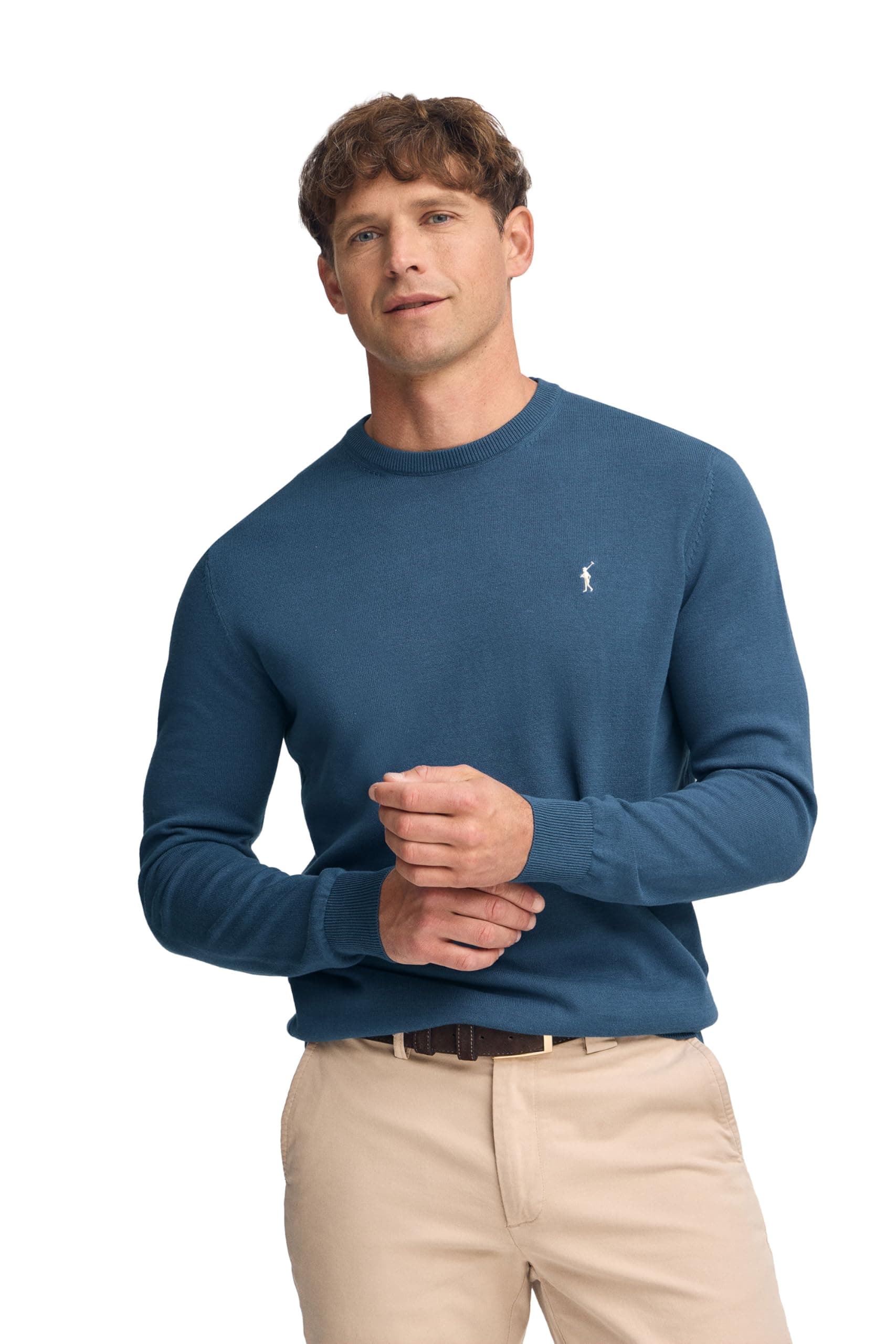 Polo Club Maglione a Treccia da Uomo con Logo e Scollo Tondo