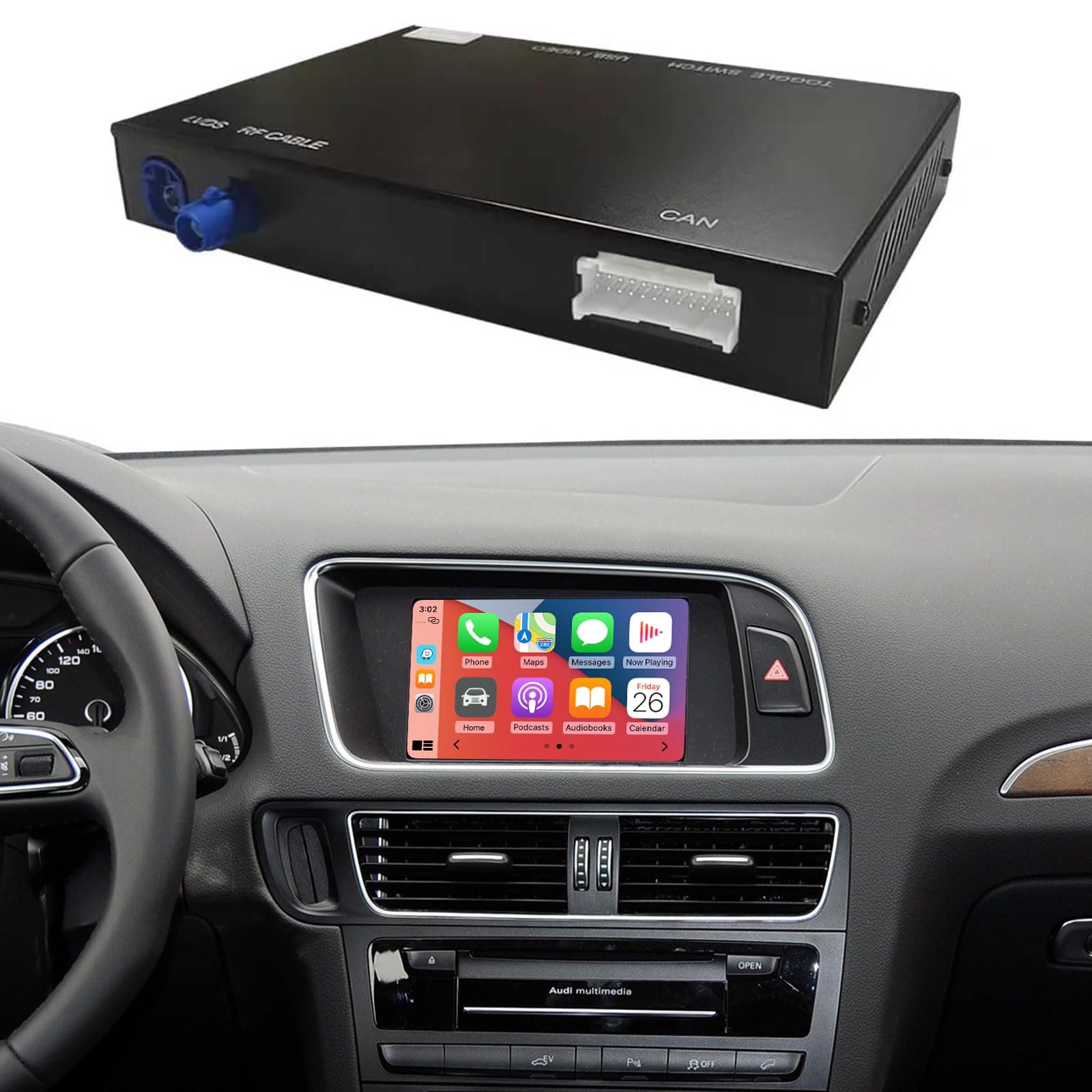Road Top Carplay inalámbrico Android Auto inalámbrico para Audi A4 A5 S4 S5 RS4 RS5 Q5 2009-2015 año con 3G MMI Sistema, con Carplay, Mirrorlink, cámara, Navegación