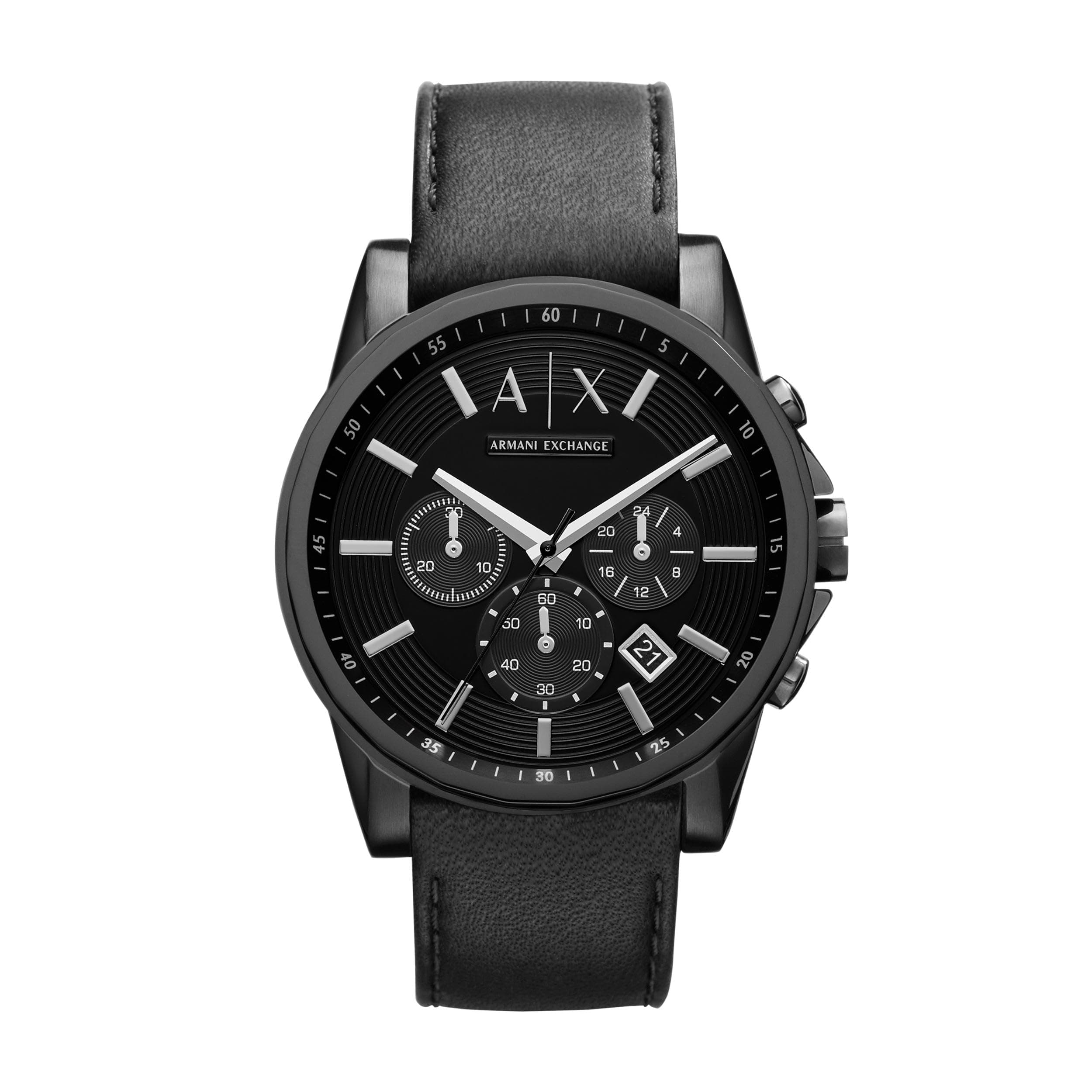 Armani Exchange Orologio per uomo, movimento cronografo al quarzo e cassa da 45 mm con cinturino in pelle