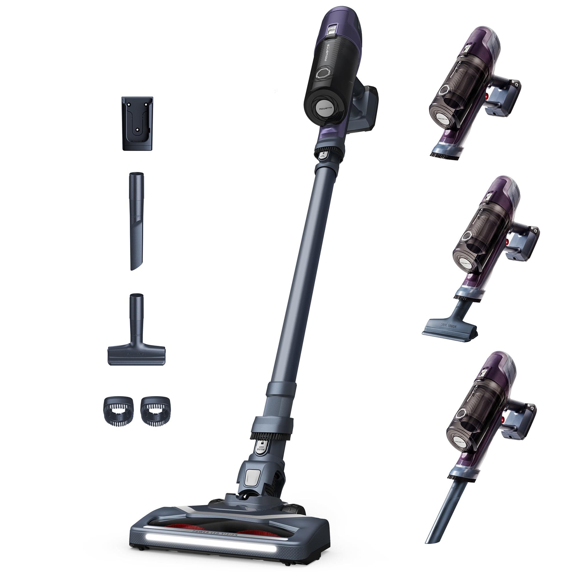 Rowenta X-Pert 6.60 Aspirateur Balai sans fil, Léger, Puissance 100W, Autonomie 45min, Efficace sur tous Types de Sols, LED RH6838WO, Violet