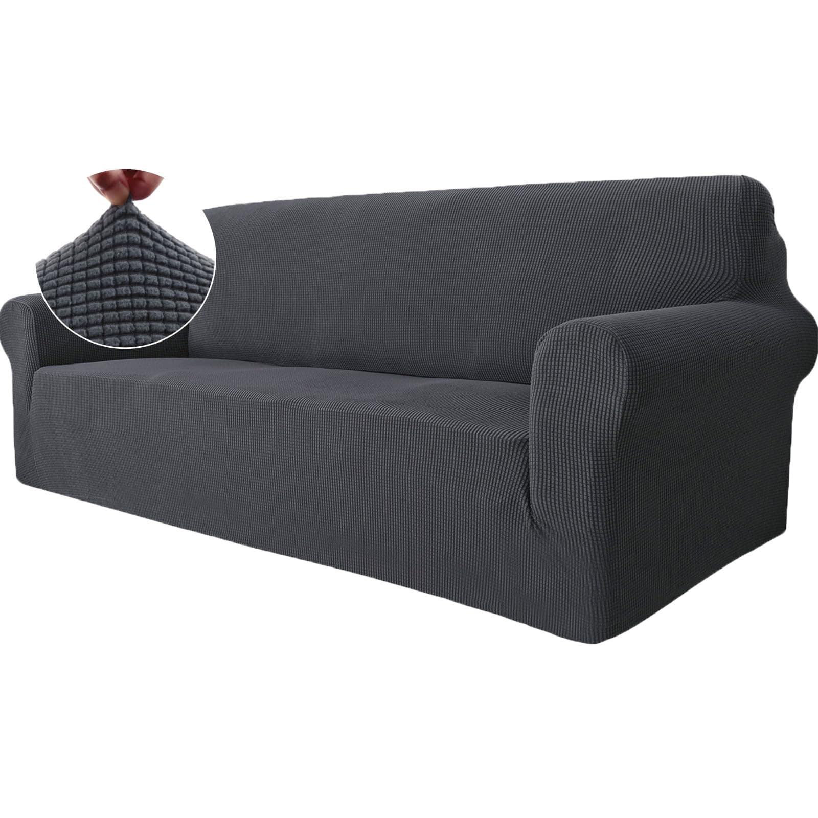 Ystyle Funda Sofa 3 Plazas, Ajustables Fundas Sofa Elasticas, Protector Sofa Gatos Arañazo y Perros Mascotas, Funda de Sofá con Reposabrazos Antideslizante Antimanchas Lavable, Gris