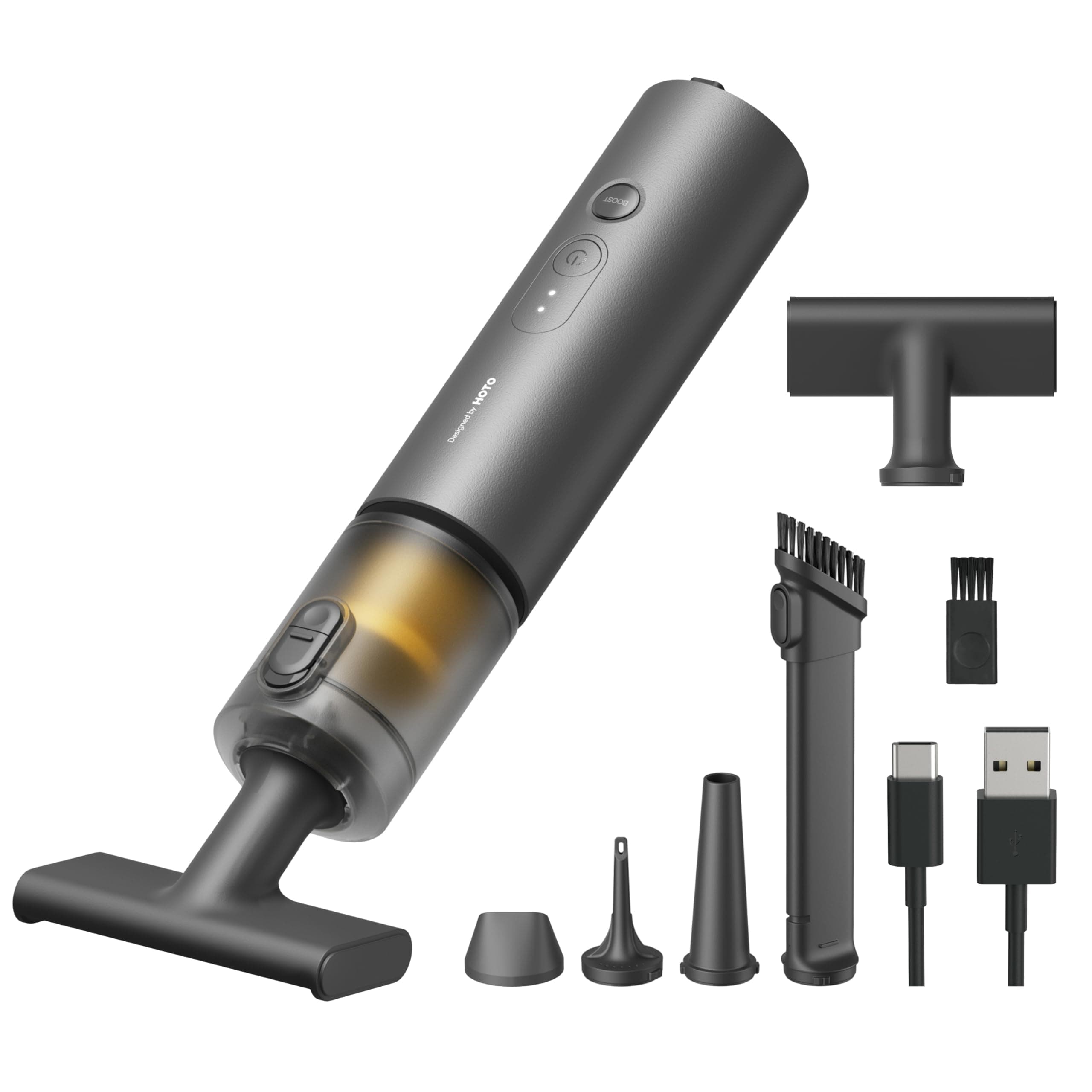 HOTO Aspirapolvere Auto Potente, 20000Pa Aspirabriciole Senza Fili, 4 in 1 Mini Aspirapolvere Portatile con Funzione Soffiatore per Auto, Scrivania, PC, Casa e Ufficio