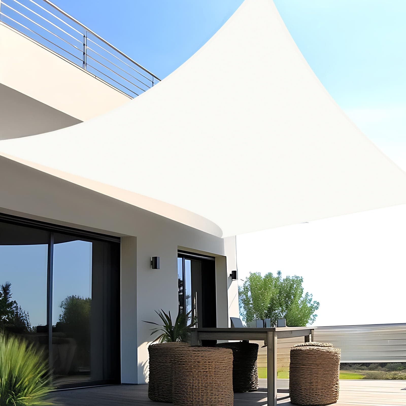 SUNNY GUARD Toldo Vela de Sombra Impermeable 2x4m Rectangular a Prueba de Viento protección UV para Patio,Jardín, Exteriores, Terraza, Color Crema