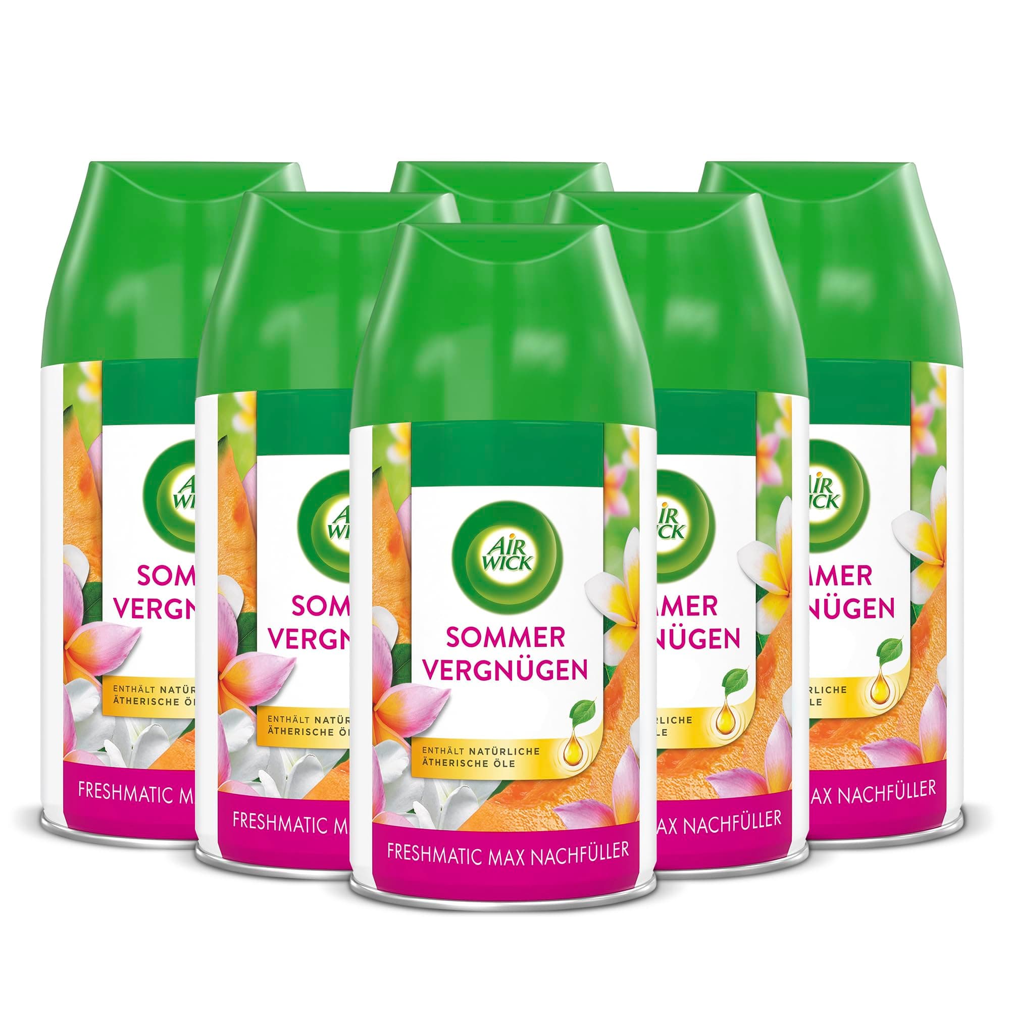 Air Wick Freshmatic Max – Nachfüller Set – Automatisches Raumspray – Raumduft Sommervergnügen – 6 x 250 ml Nachfüller