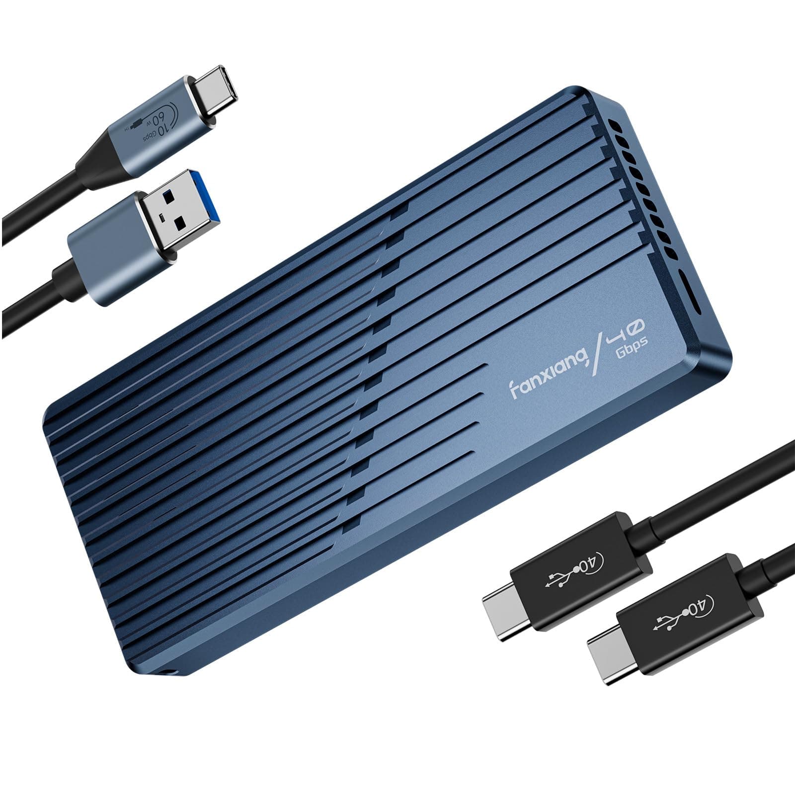 fanxiang Boîtier SSD NVMe M.2 40Gbps avec Ventilateur de Refroidissement, Jusqu'à 3793MB/s, Compatible Thunderbolt 4/3, USB4/3.2/3.1/3.0/2.0, pour SSD 2280/2260/2242/2230 (clé M Uniquement)—MP400