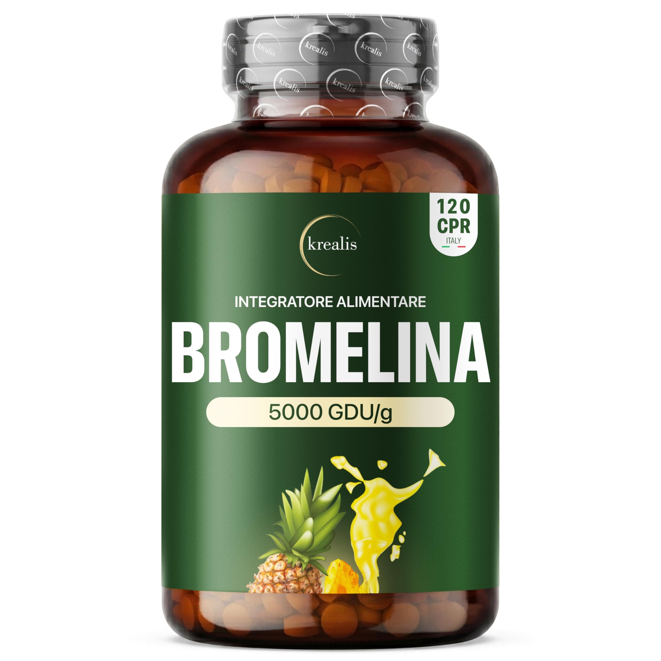 Bromelina Forte 5000 GDU/g + 2500 GDU/g – PURA EXTRA Forte ad Alta Attività Enzimatica da Ananas Comosus – Compresse ad Alta Concentrazione – Made in Italy