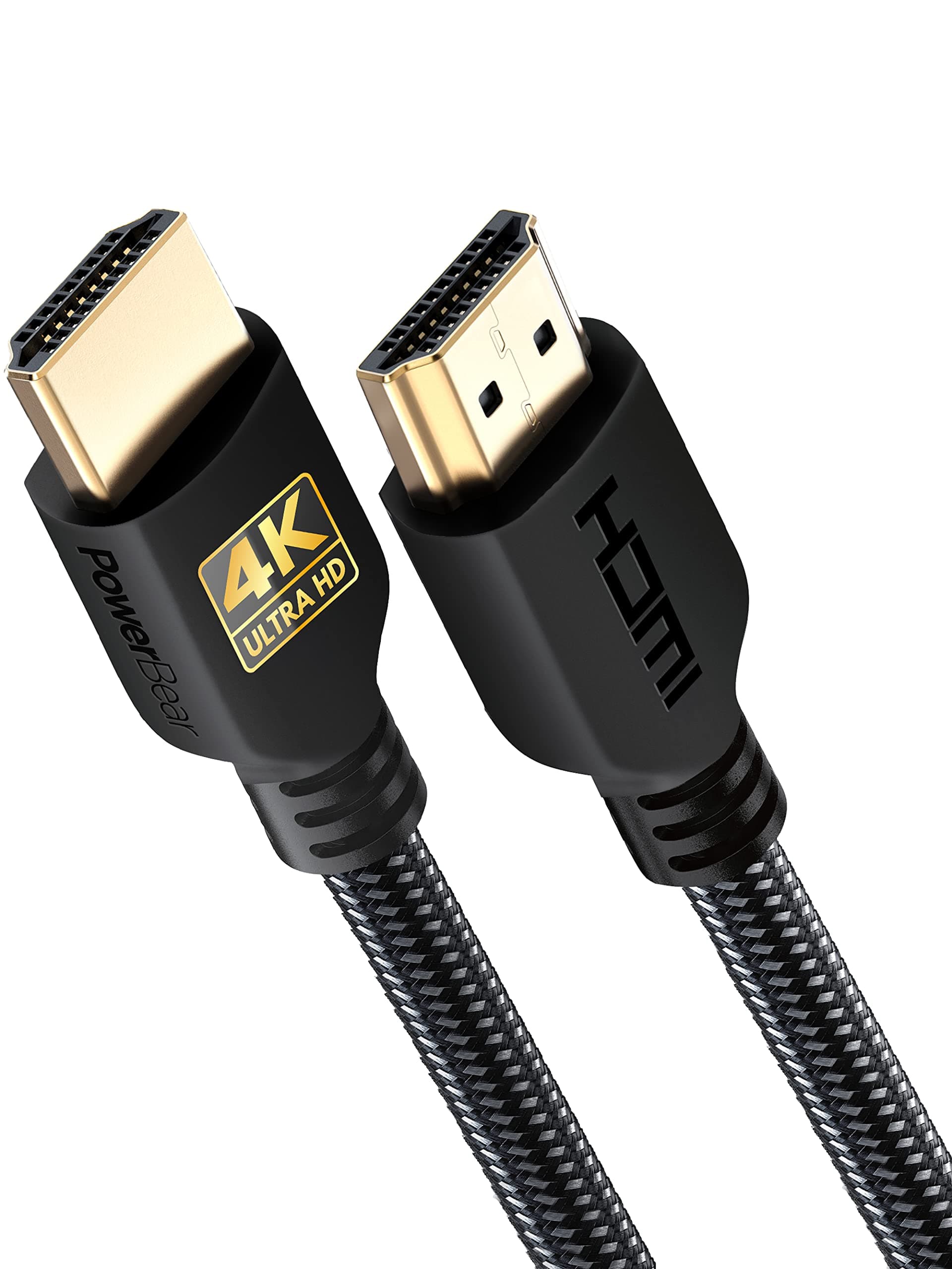 PowerBear Cavo HDMI 4K 0,3 m | Alta velocità, nylon intrecciato e connettori dorati, 4K a 60 Hz, Ultra HD, 2K, 1080P, ARC e CL3 | per laptop, monitor, PS5, PS4, Xbox One, Fire TV e altro ancora