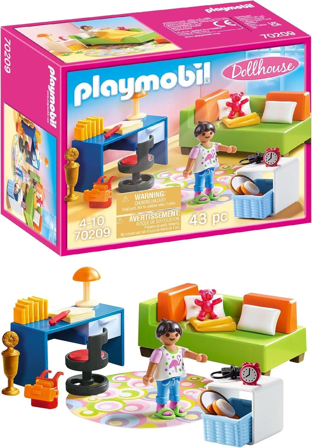 PLAYMOBIL Dollhouse 70209 Jugendzimmer mit Mädchenfigur und Zubehör, Ab 4 Jahren