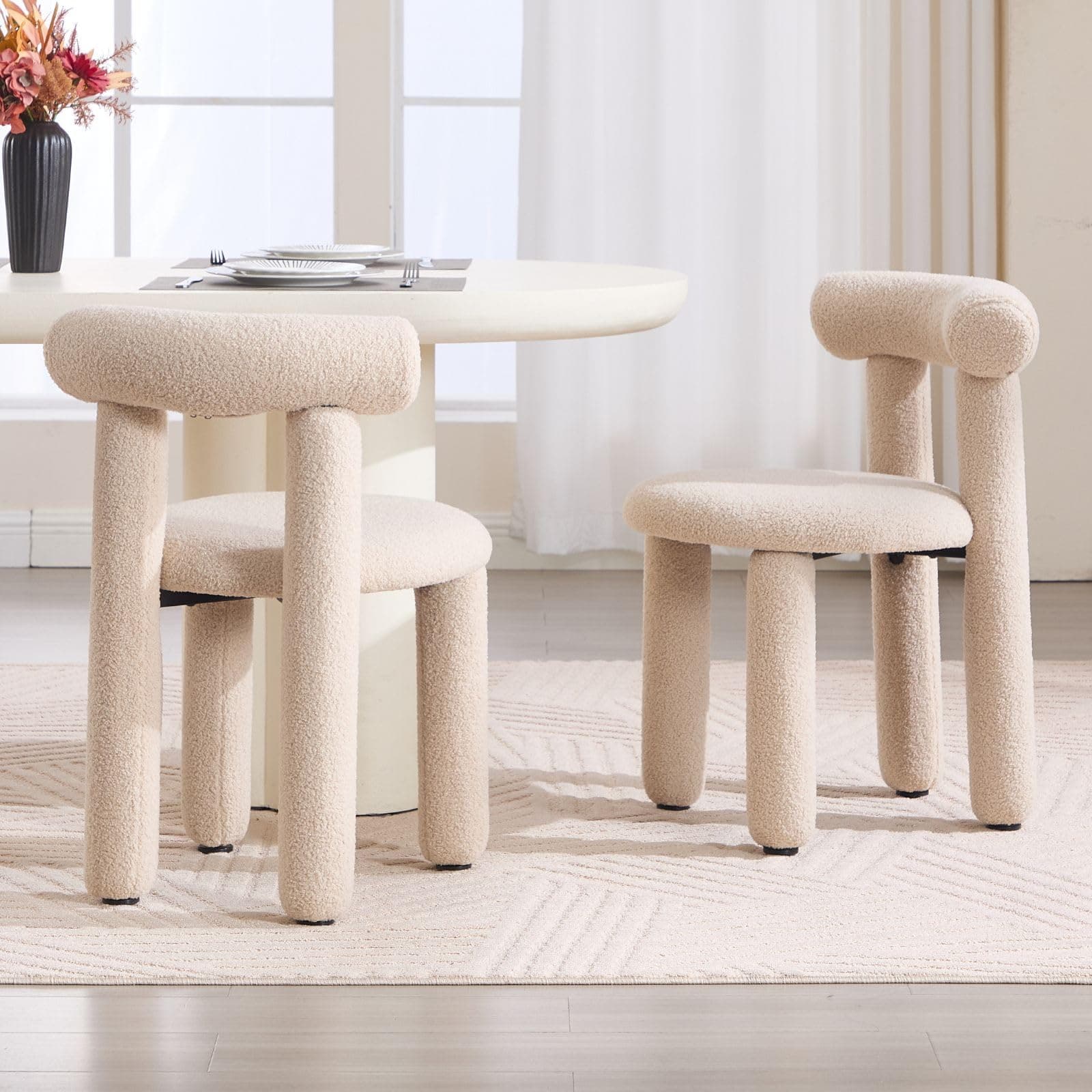 Ya-Home Chaises Salle à Manger en Fausse Fourrure Chaise de Salle à Manger Lot de 2 Chaise de Cuisine Moderne, Kaki