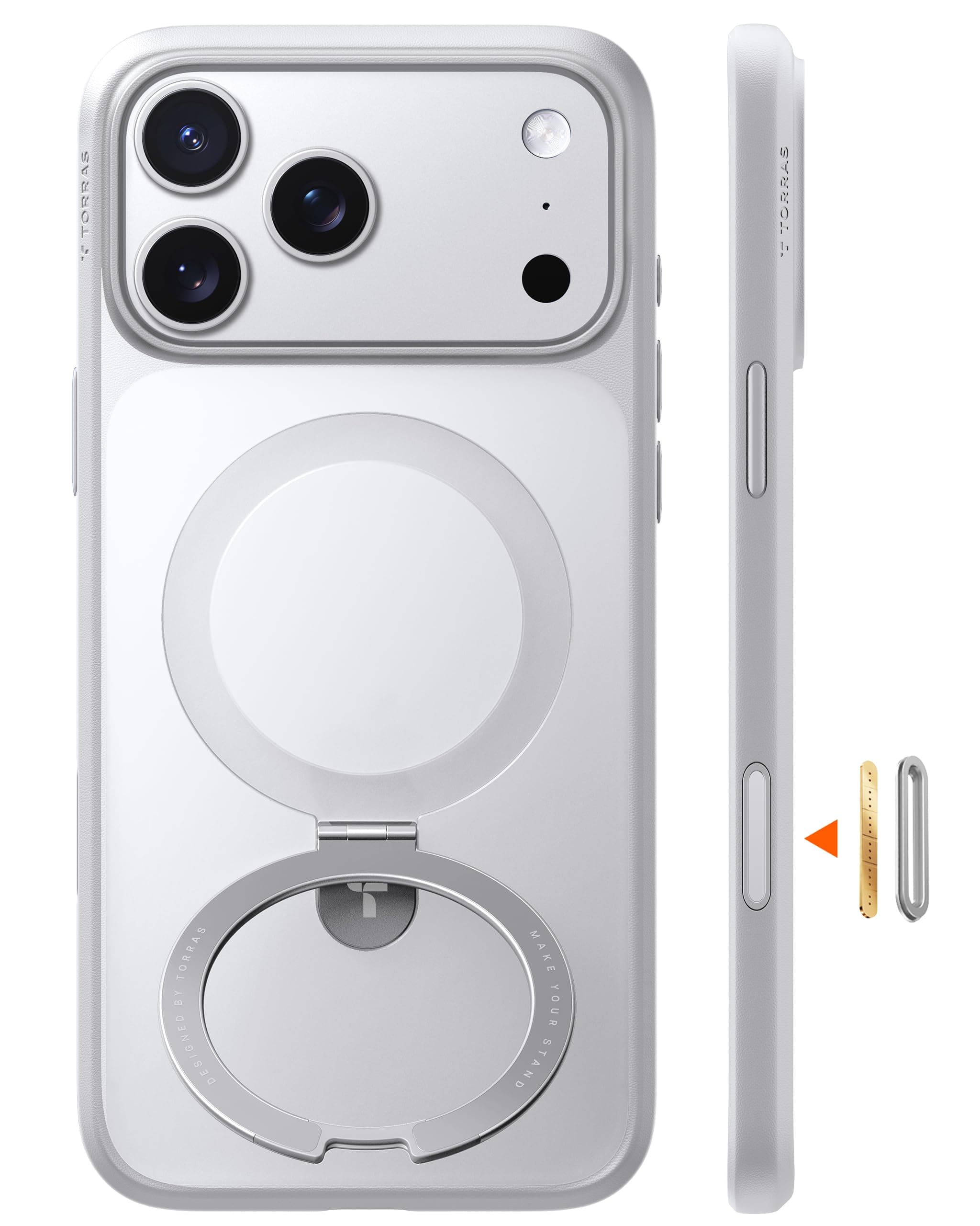 TORRAS Ostand Q1 Guardian für iPhone 17 Pro Hülle (Stabilster Ständer & Nr.1 Magnetkraft) Militärschutz Case mit Kamera-Tastenschutz Schlank Kratzfeste Matt Rückseite Handyhülle für iPhone 17 Pro Grau