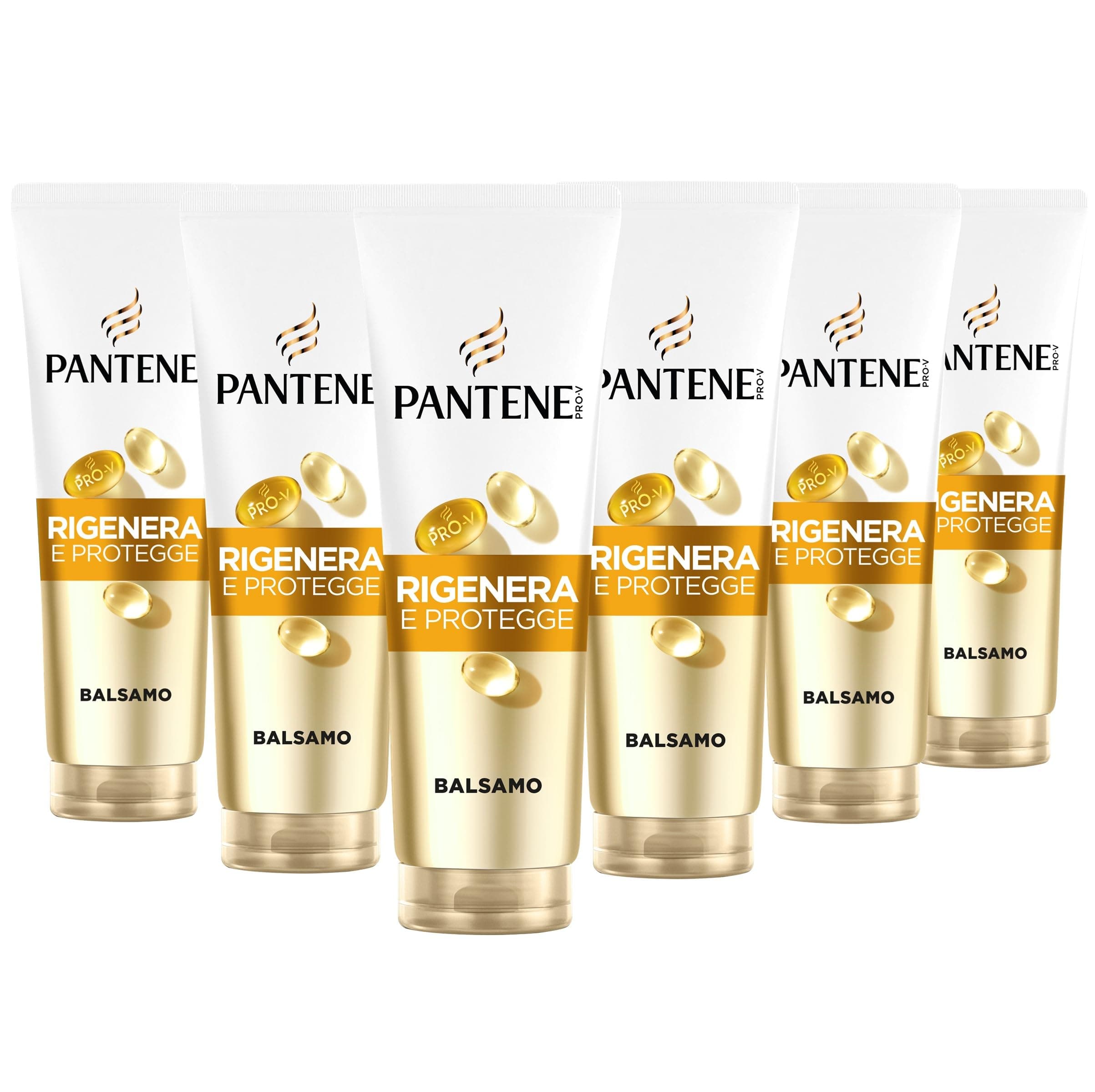 Pantene Pro-V Rigenera E Protegge Balsamo 6x230ml per Capelli Deboli, Secchi e Danneggiati, Balsamo Quotidiano Leggero, Non Unge, Con Pro-Vitamina B5 e Miscela di Nutrienti, Active Nutri-Plex