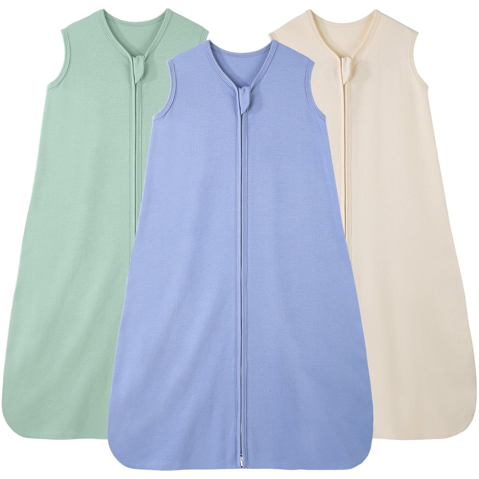 FIEMOL Saco de Dormir para Bebé 0-6 Meses 0.5 Tog Mantas de Algodón, 3 Paquetes Saco de Dormir Transpirable para Recién Nacido 58-66cm Albaricoque