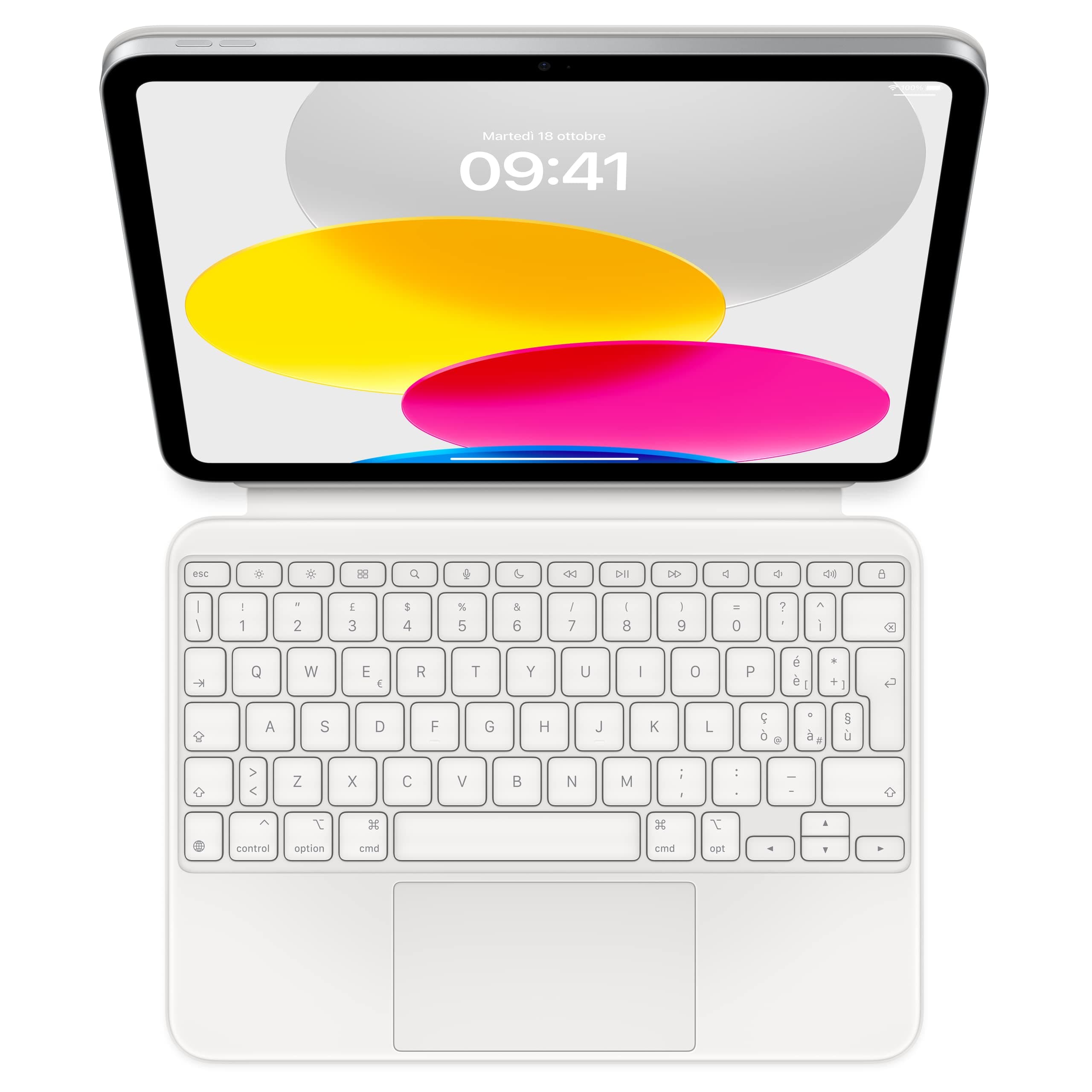 Apple Magic Keyboard Folio: tastiera e custodia per iPad (A16) e iPad (10ª generazione), design in due pezzi con tastiera staccabile e custodia che si aggancia magneticamente, Italiano – Bianca