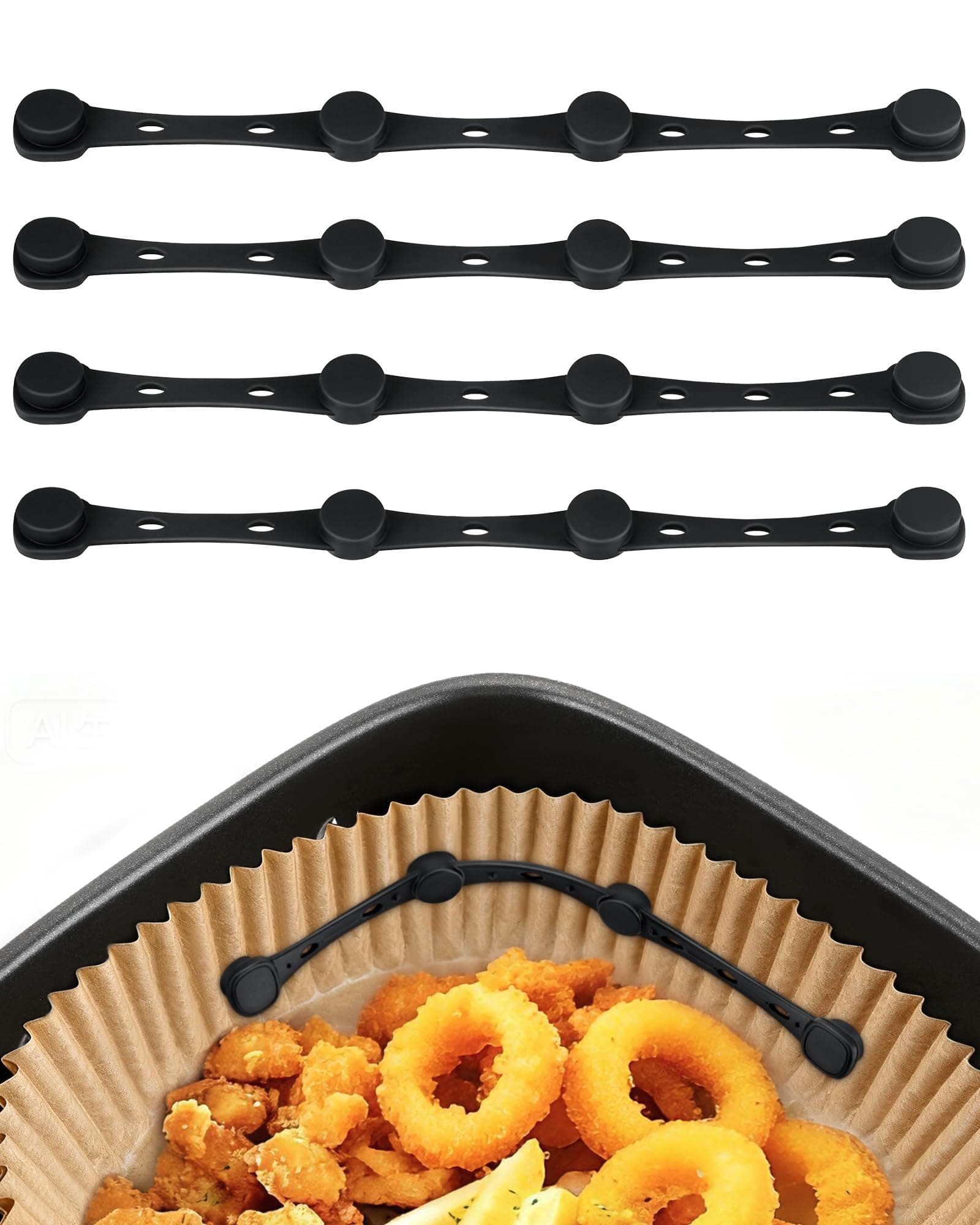 Imanes para Papel de Hornear Airfryer, Paquete de 4 Imanes de Silicona Evitan que el Papel para Hornear cubra los Alimentos, Accesorios para Freidora de Aire Caliente para Ninja, Philips, Cosori