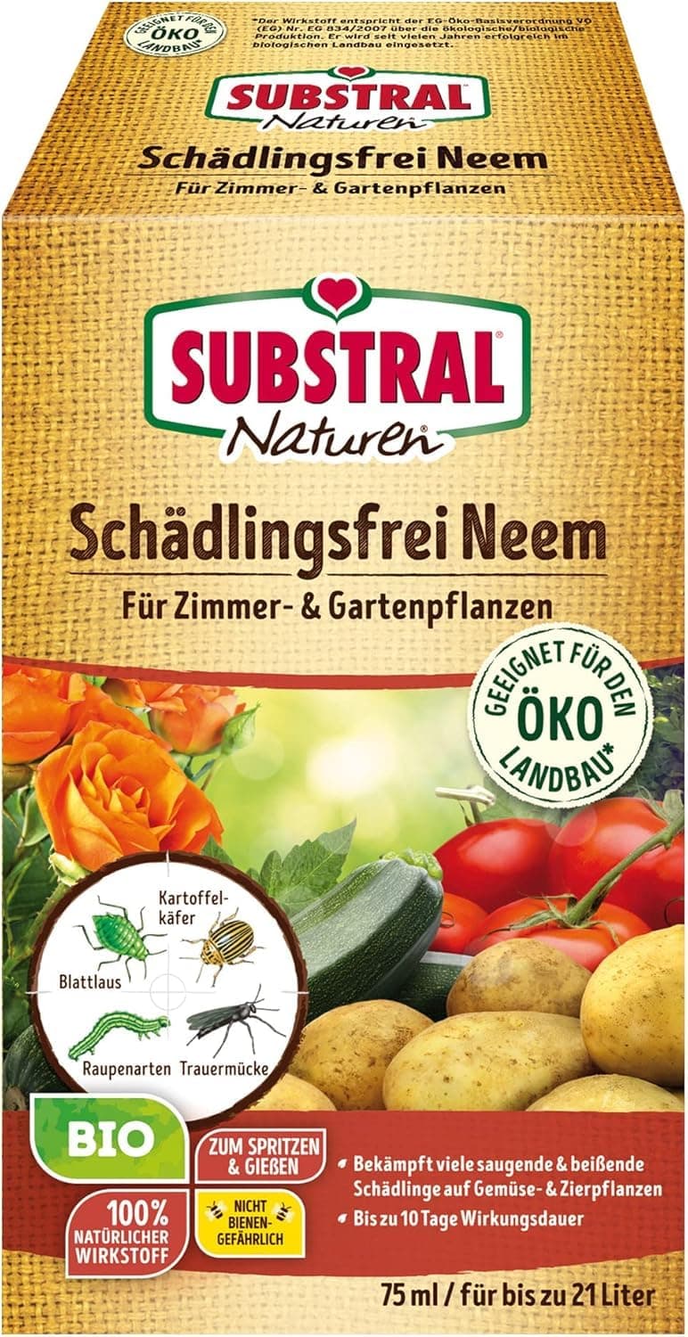 Substral Naturen Bio Schädlingsfrei Neem, 75ml Konzentrat gegen saugende und beißende Schädlinge an Gemüse- und Zierpflanzen