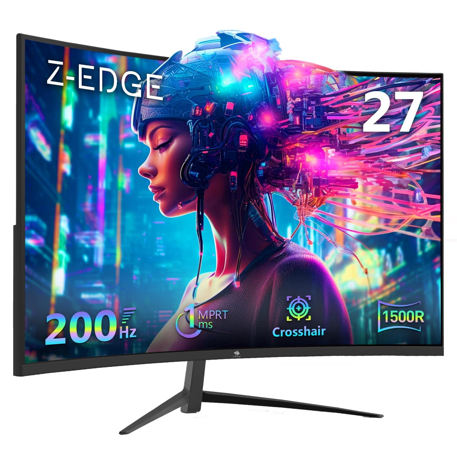 Z-Edge Ecran Pc Gaming Incurvé 27 Pouces 200 Hz, 1ms, FreeSync, Moniteur FHD 1080P avec DP Câble, 350cd/m², 1500R VA sans Cadre, DP1.4 & HDMI2.0, VESA, sRGB 99%, 178° Angle Vue, Inclinaison Réglable