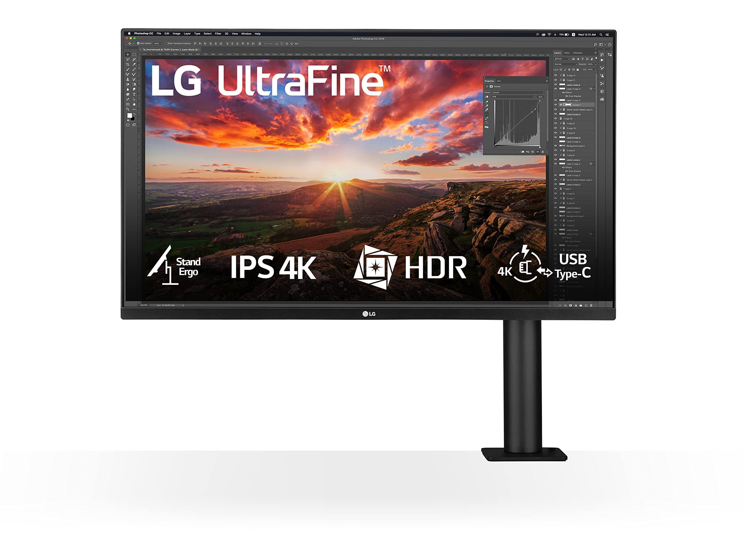 LG 32UN880K Monitor 32" Ultra HD 4K Ergo, IPS, 3840x2160, HDR 10, DCI-P3 95%, stand Ergo regolabile in ogni direzione, Speaker Stereo 10W, USB-C, USB 3.0, Uscita Cuffie, Flicker Safe, Nero