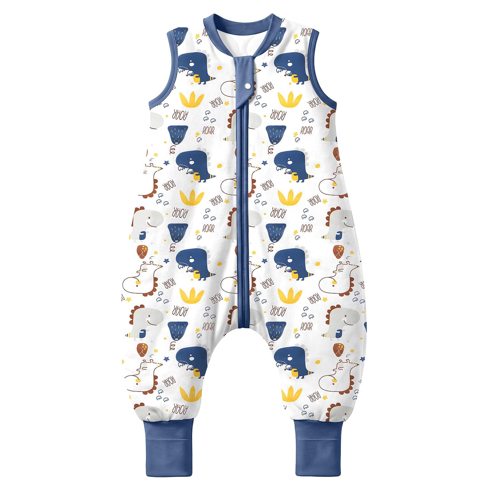 MIKAFEN Sacco Nanna con Gambe per Bambini 2,5 Tog,con Piedini,18-36 Mesi | 100% Cotone, Invernale, Cerniera Bidirezionale Sicura, Senza Maniche,Lavabile In Lavatrice,Dinosauro