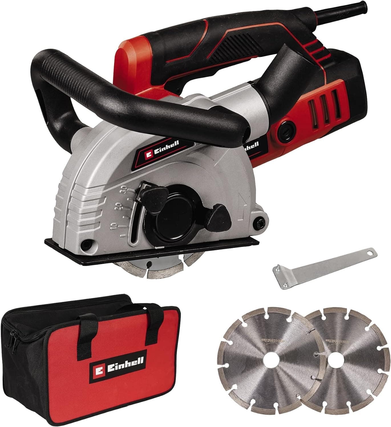 Einhell Rainureuse TE-MA 1500 (1500 W, profondeur de coupe réglable en continu) Livré avec sac + 2 disques de coupe diamant