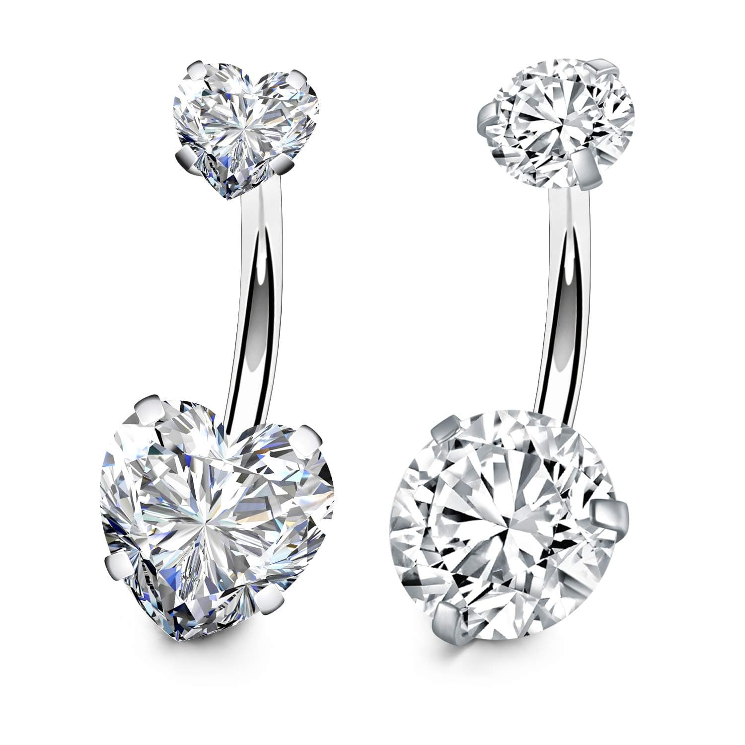 FECTAS Piercing Ombelico Argento 10 mm Acciaio Chirurgico 14G Anello Piercing Ventre con Pietra zircone