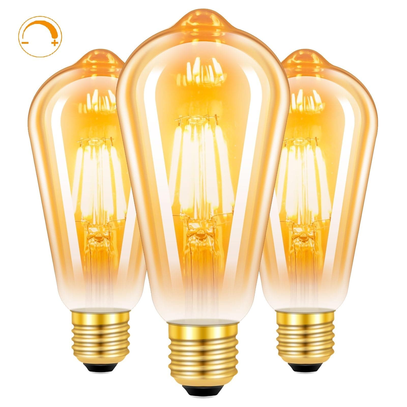 SCNNC Ampoule LED Edison E27 Vintage 6W Dimmable, Ampoule LED E27 ST64 Blanc Chaud 2700K, Ampoule Antique Décorative Rétro, Ampoule à Filament LED E27 Pour Maison Café Bars Restaurant, Lot de 3