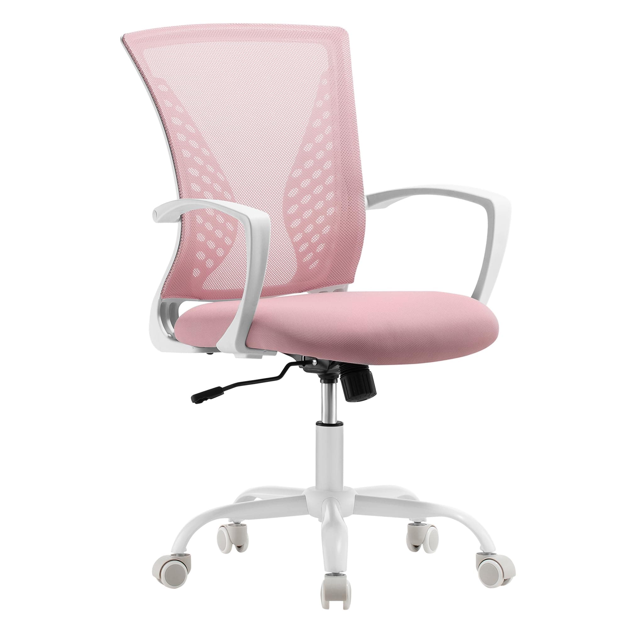 SONGMICS Sedia da Ufficio, Poltrona Girevole, Regolabile in Altezza, Inclinazione Libera, Seduta e Schienale in Rete Respirante, per Ufficio Studio, Portata di 120 kg, Rosa Gelatina OBN022R02