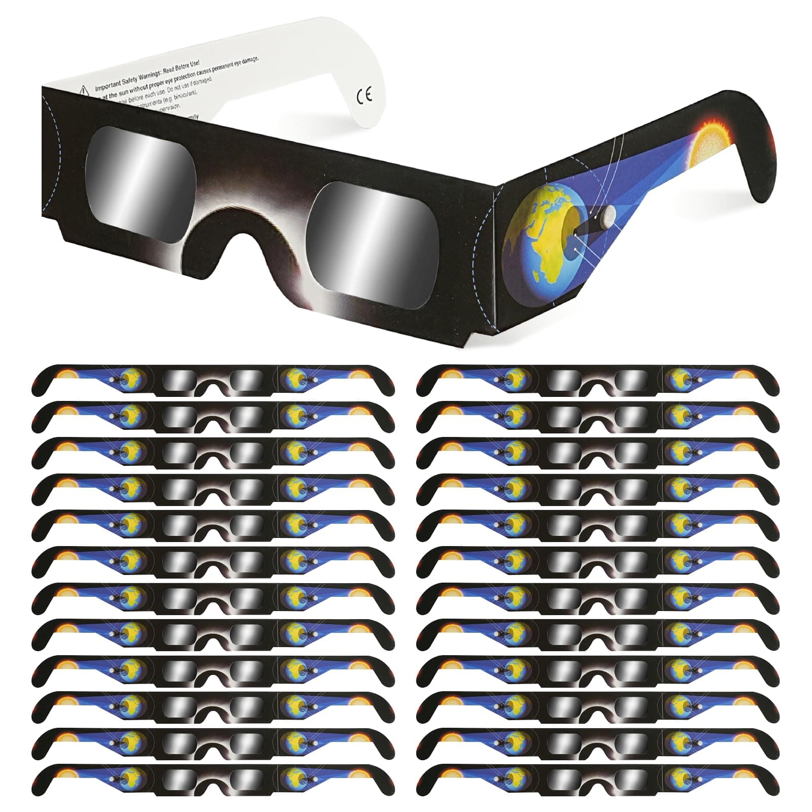 QIWEI gafas eclipse solar homologadas QW-SOZ4，Certificadas EN ISO 12312-2, Visores Solares Seguros para Observación Directa del Sol, Filtros de Alta Definición