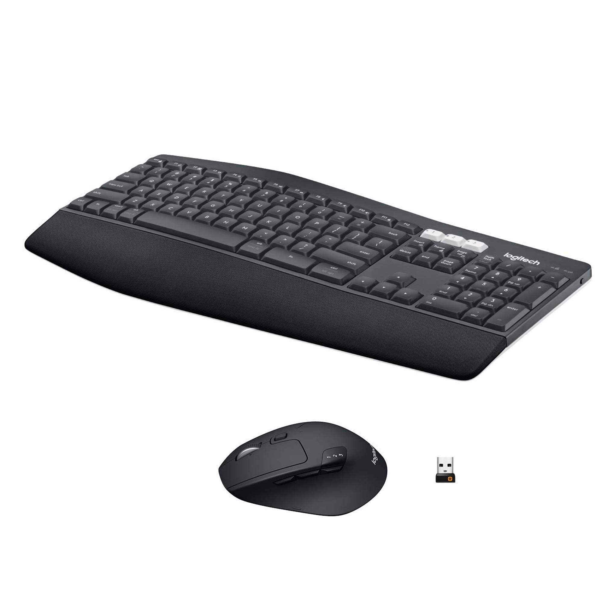 Logitech MK850 Combo Clavier et Souris sans Fil Multidispositifs, 2,4 GHz/Bluetooth, Structure Courbée, Souris sans FIl,12 Boutons Programables,Batterie Longue Durée 3 Ans,PC/Mac, AZERTY FRA -Graphite