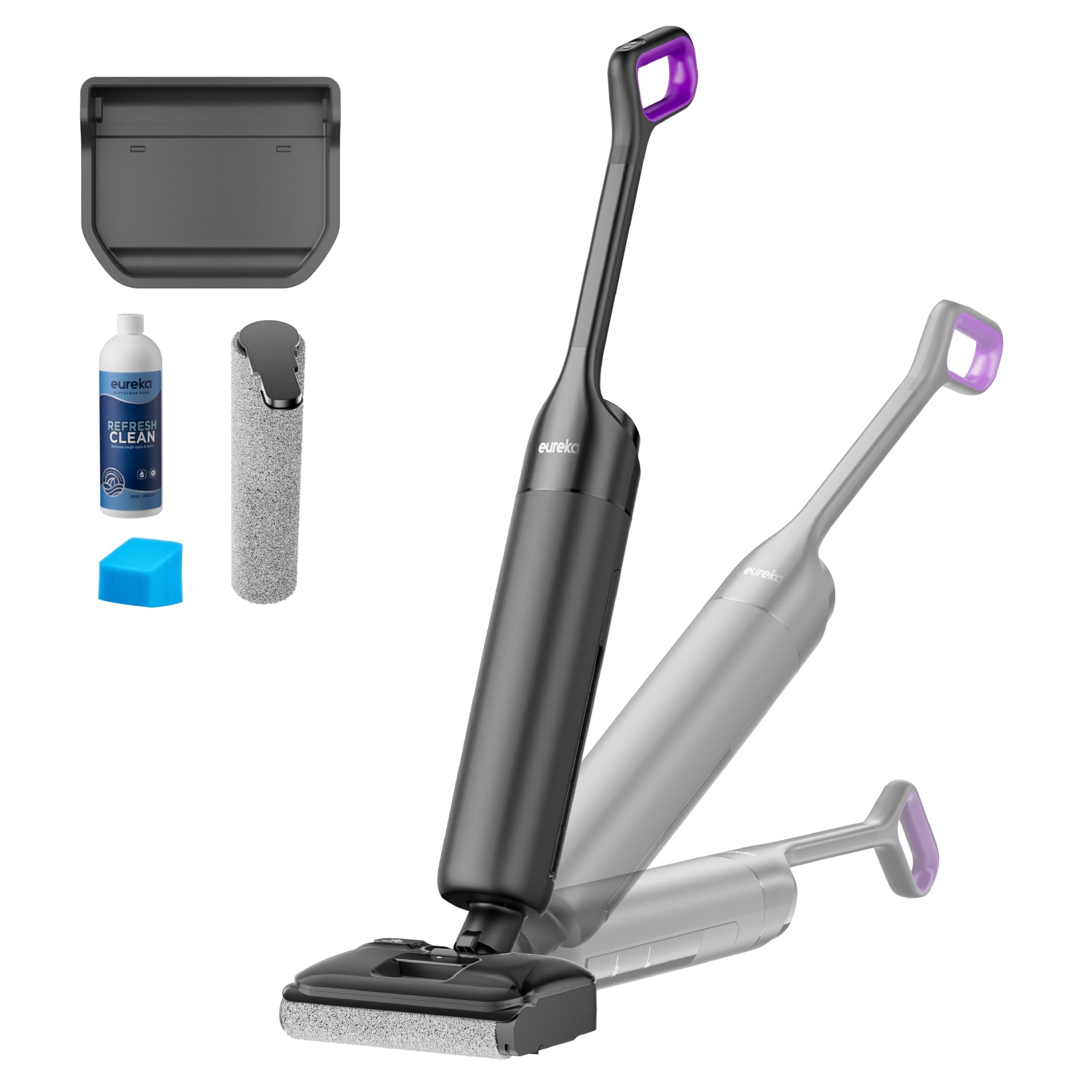 EUREKA FloorShine 460 Aspirateur Laveur Inclinaison à Plat 180° Hauteur 11,5 cm, Nettoyage Bords, Auto Séchage, 30 min Autonomie, Aspirateur Laveur Eau et Poussière, Grands Réservoirs, Anti-Emmêlement