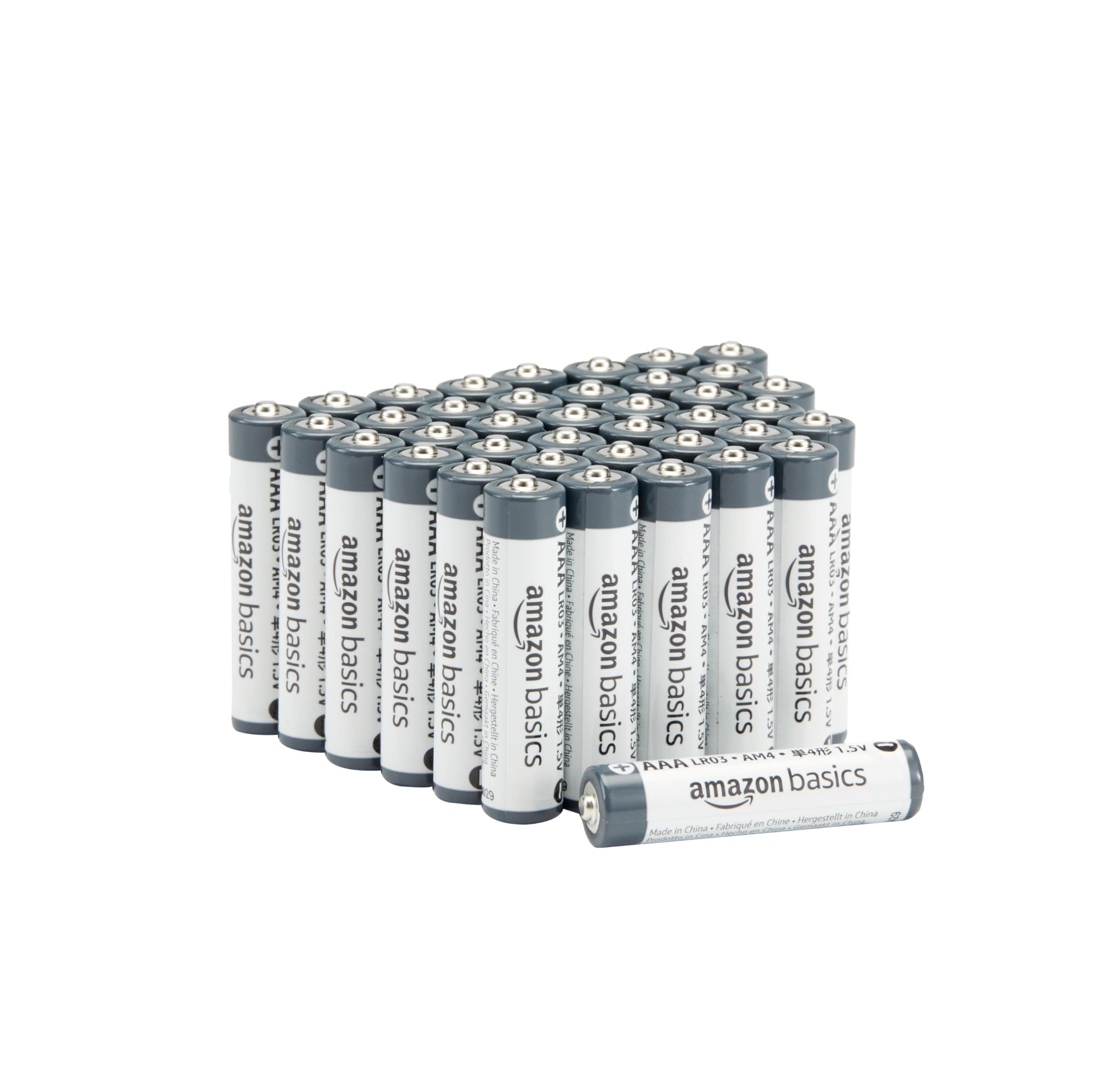 Amazon Basics Lot de 40 piles alcalines industrielles AAA, 1,5 V, durée de conservation de 5 ans