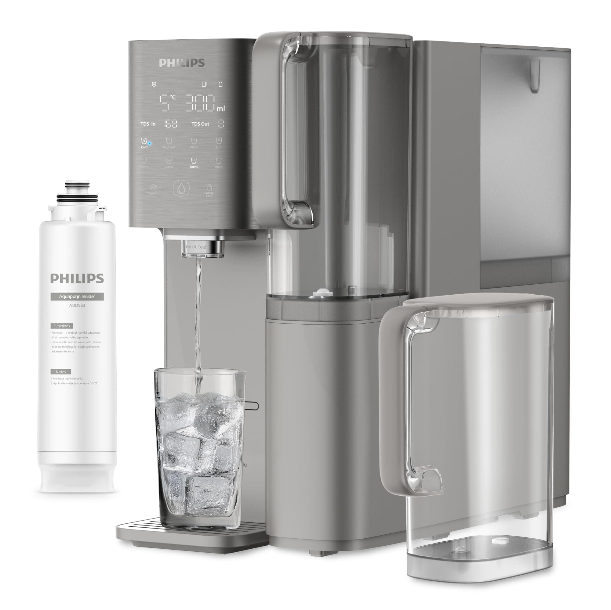 Philips Water ADD6921DG Stazione dell'acqua a osmosi inversa: rimuove fino a 110 sostanze, riscaldamento e raffreddamento istantanei, durata del filtro di 1 anno