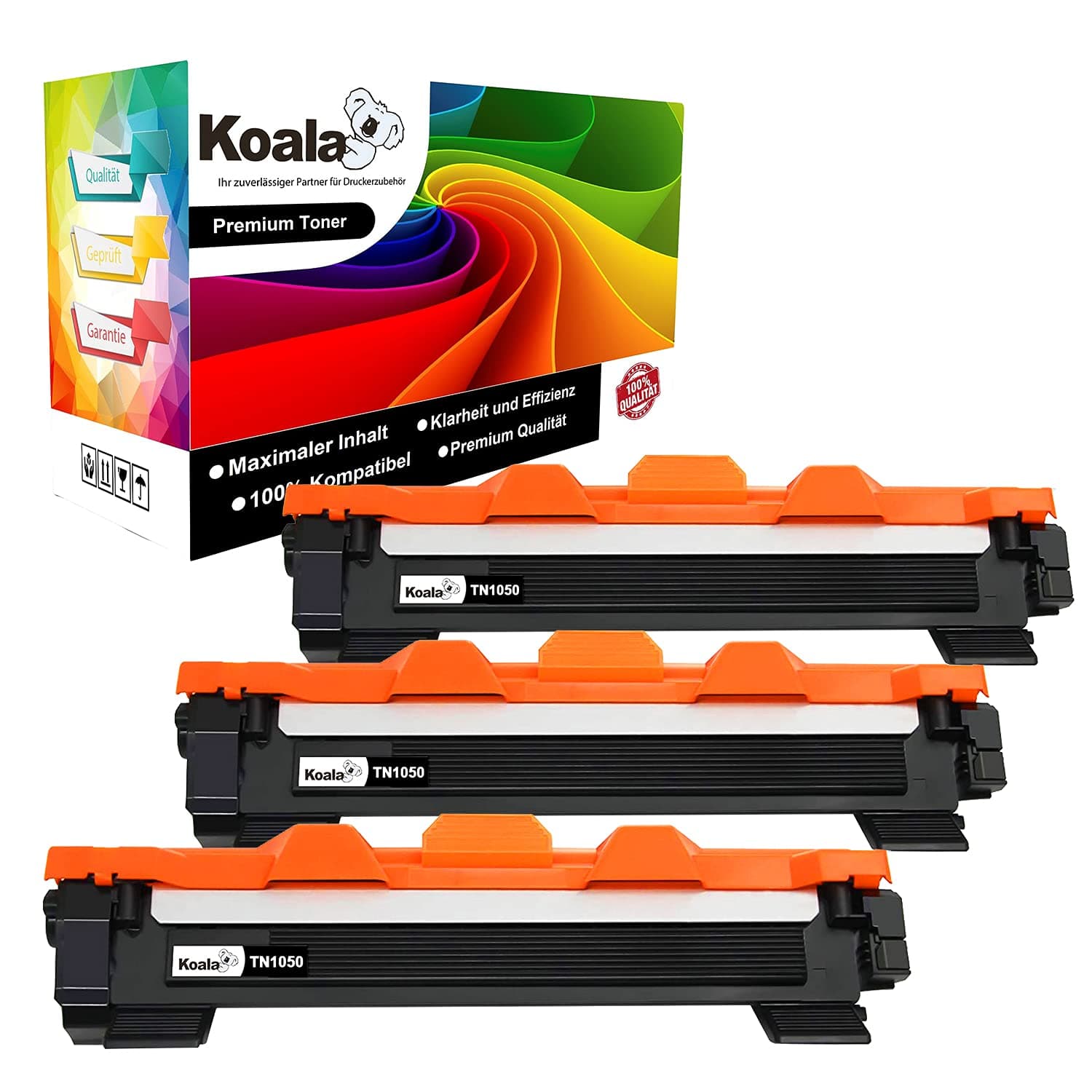 Koala Compatibili Cartucce Toner Sostituzione per Brother TN1050 TN-1050 Combo Pack per HL-1110 HL-1212W DCP-1612W MFC-1910W HL-1210W DCP-1512 MFC-1810 DCP-1510 HL-1112 Stampante (Nero, Pacco din 3)