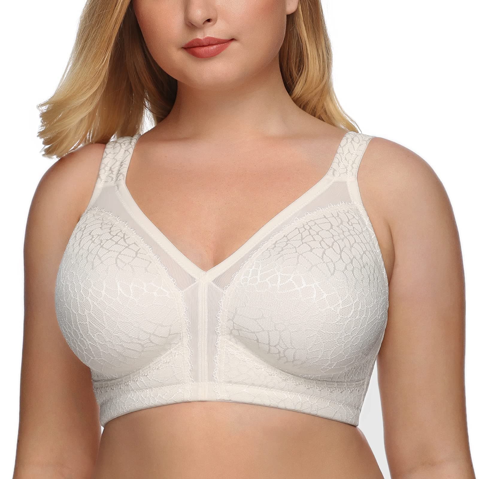 Dotvol Soutien-Gorge Femme minimiseurs Dentelle Bra Comfortable sans Armature Couverture complète Grande Taille