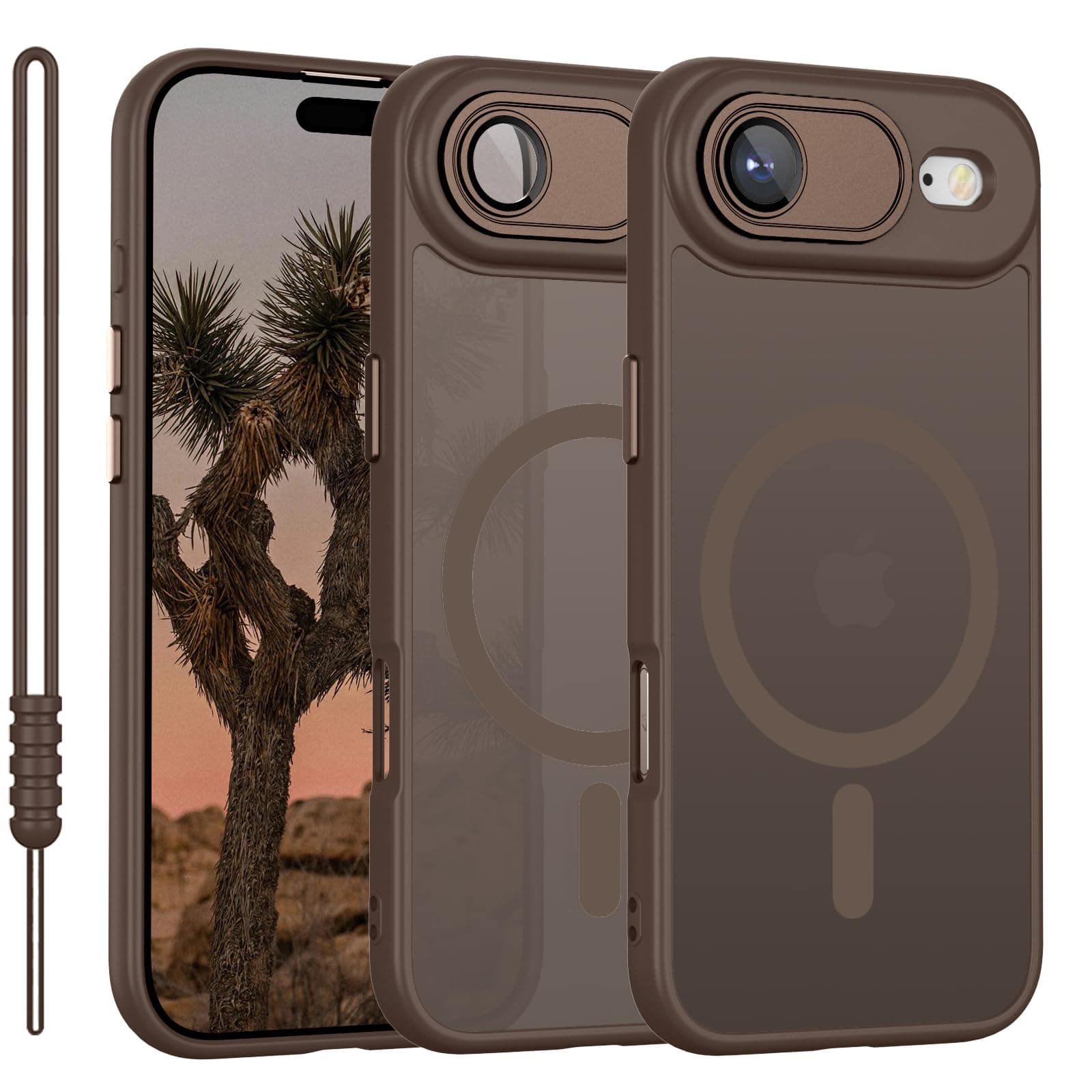 YUANDMI Cover Magnetica per iPhone Air Compatibile con MagSafe, Custodia Per iPhone Air Traslucida Opaca Case Ultra-Sottile Silicone Anti-Scivolo Resistente ai Graffi, Marrone